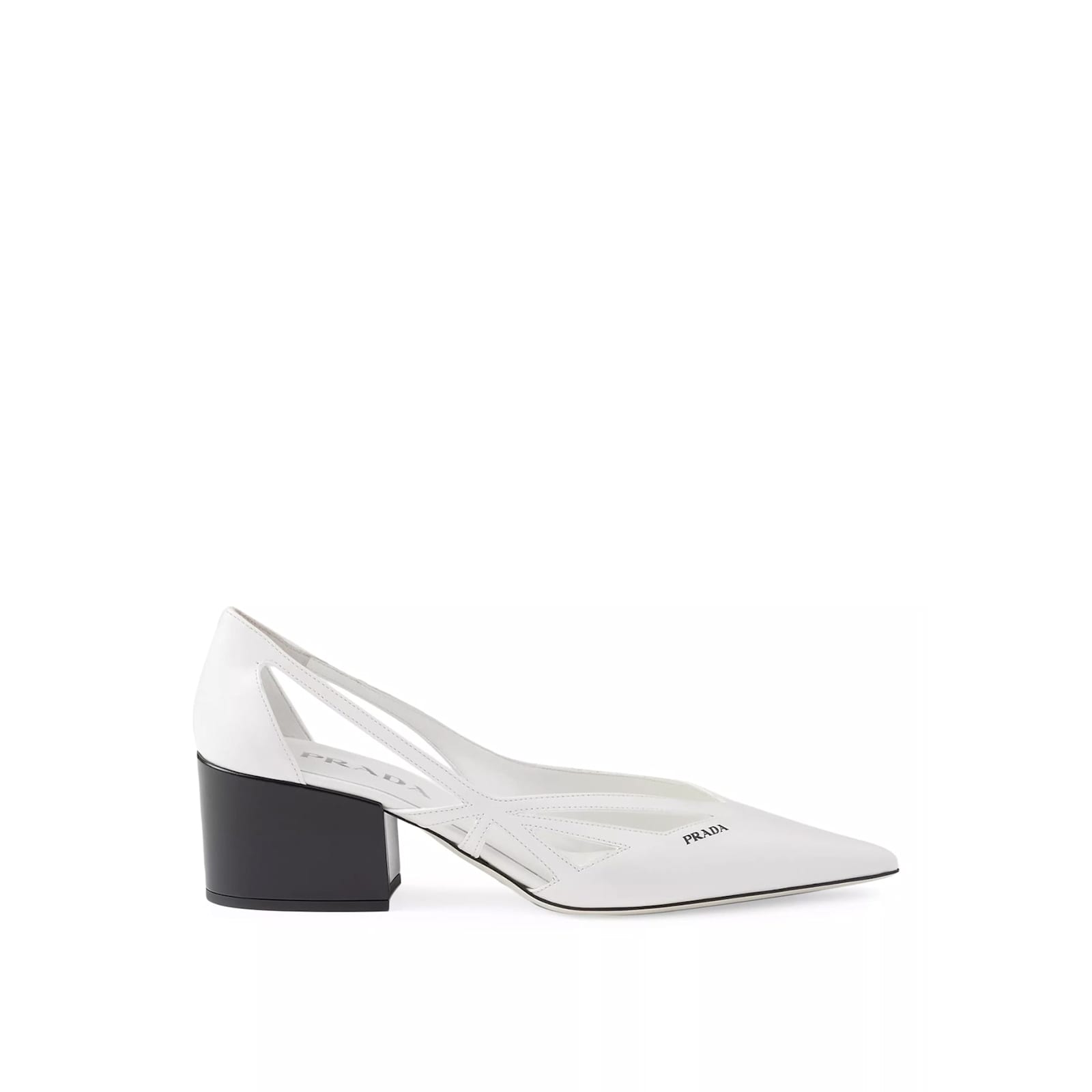 Prada 55 Leather Pumps In White