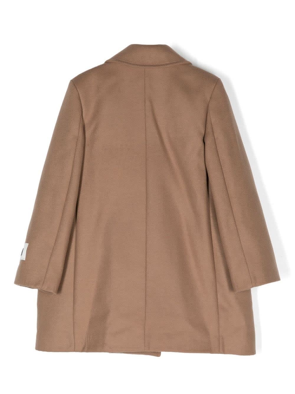 Shop Msgm Brown Wool Blend Single-breasted Coat In Biscotto
