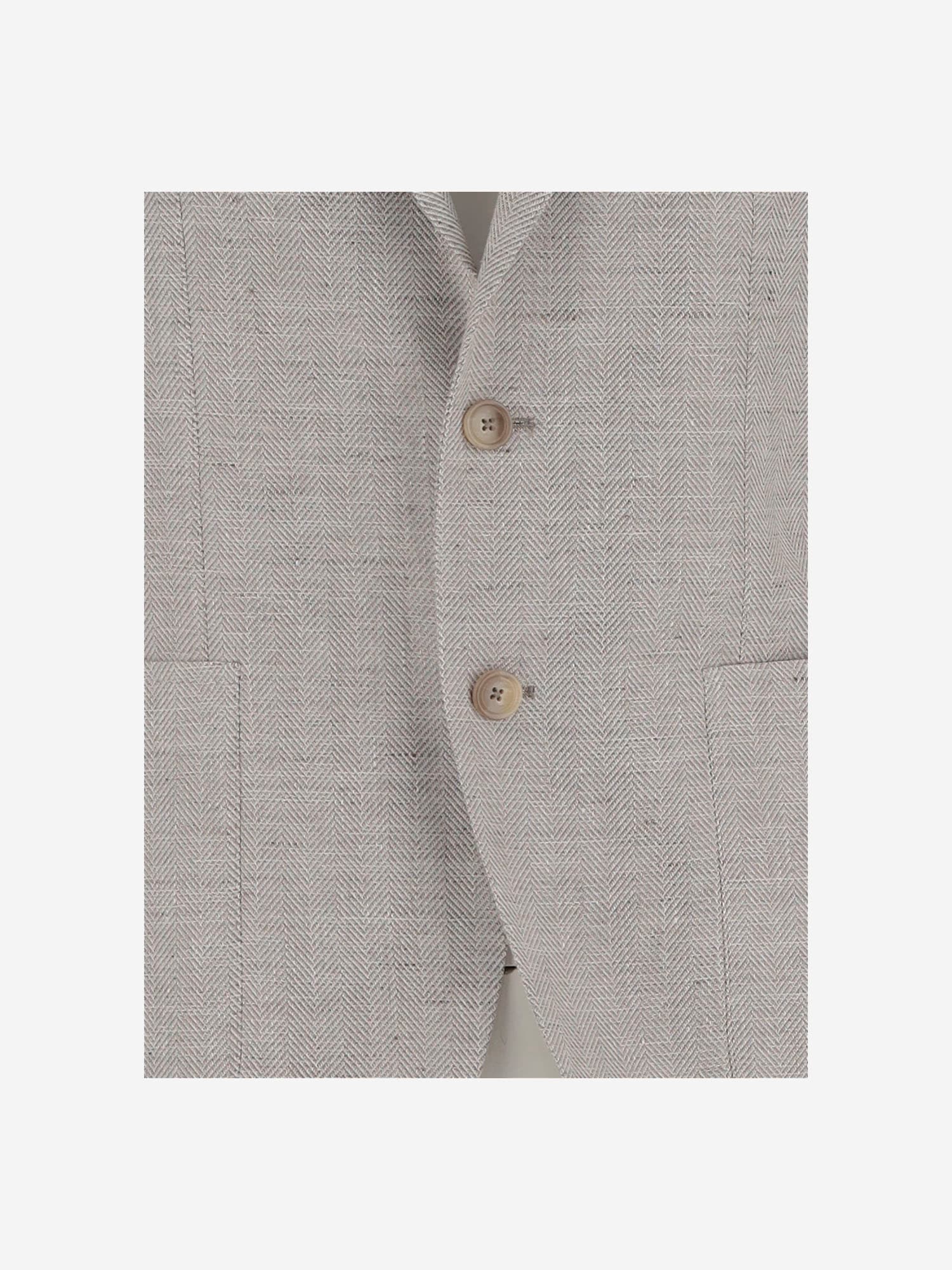 Tagliatore Linen Blend Single-breasted Jacket In Dove Grey