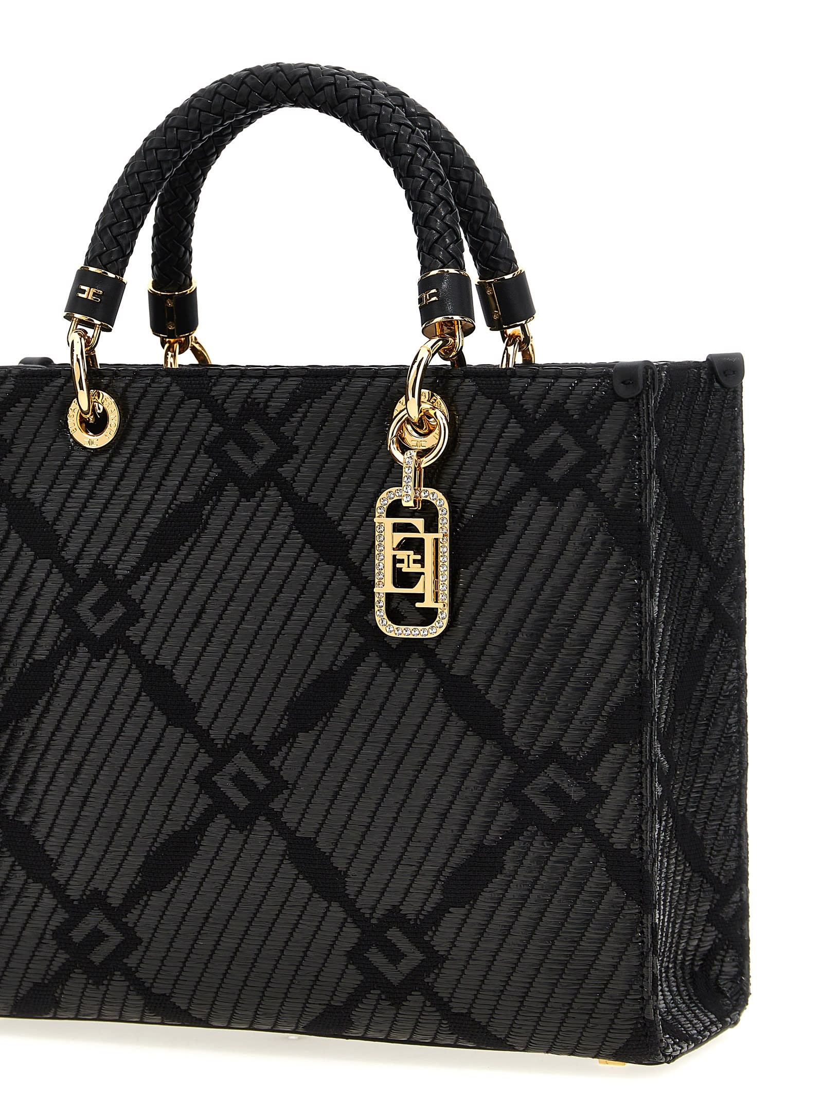 Shop Elisabetta Franchi Medium Tote Bag In Black