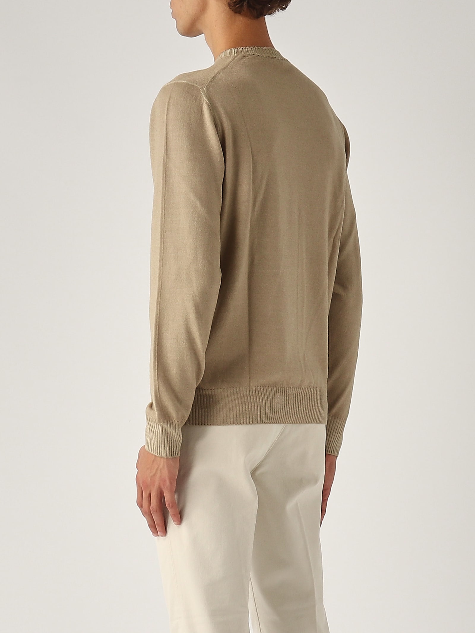 Shop Fay Girocollo Tinta In Capo Sweater In Beige