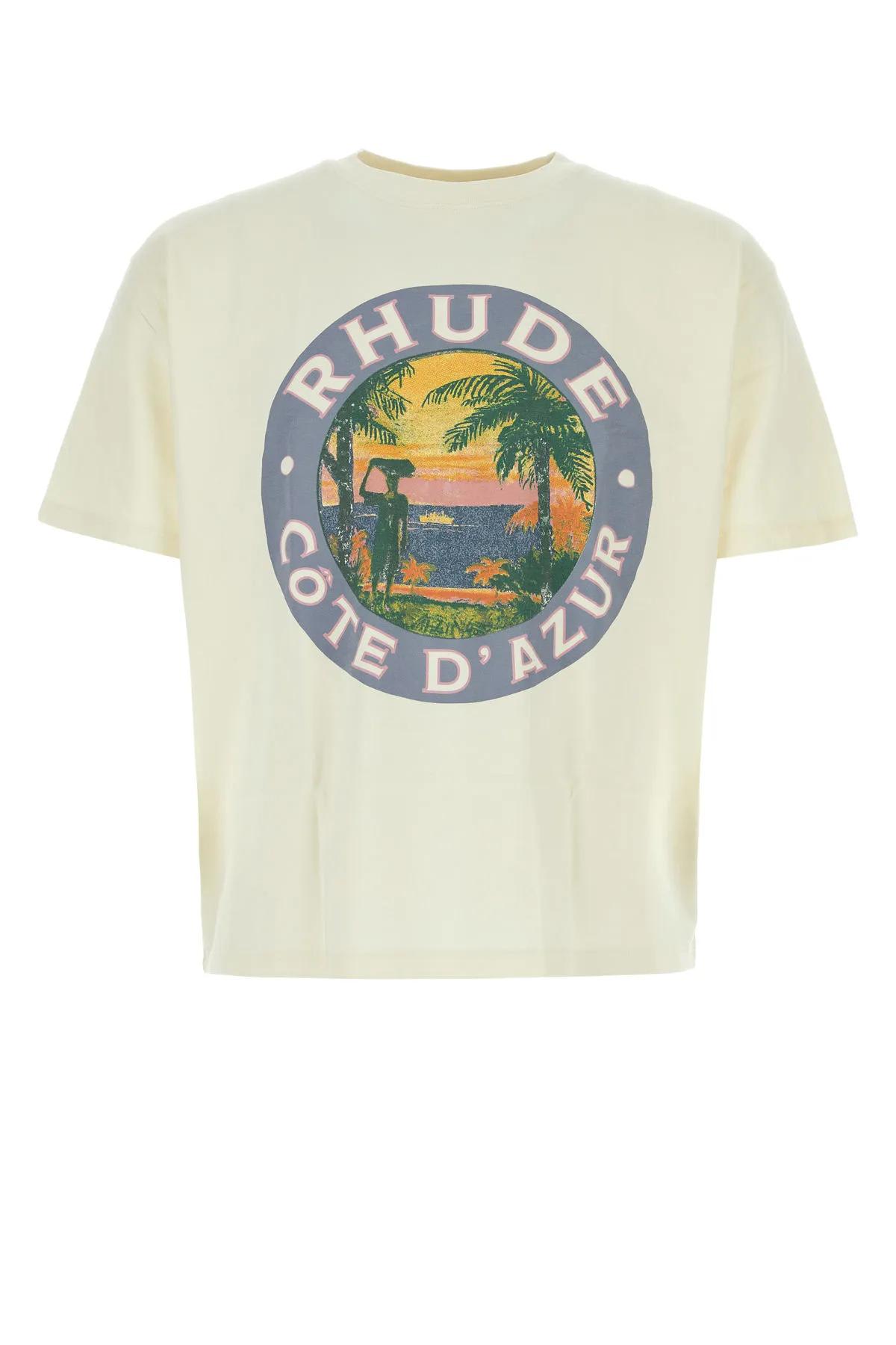 Shop Rhude Sand Cotton Lago T-shirt In White
