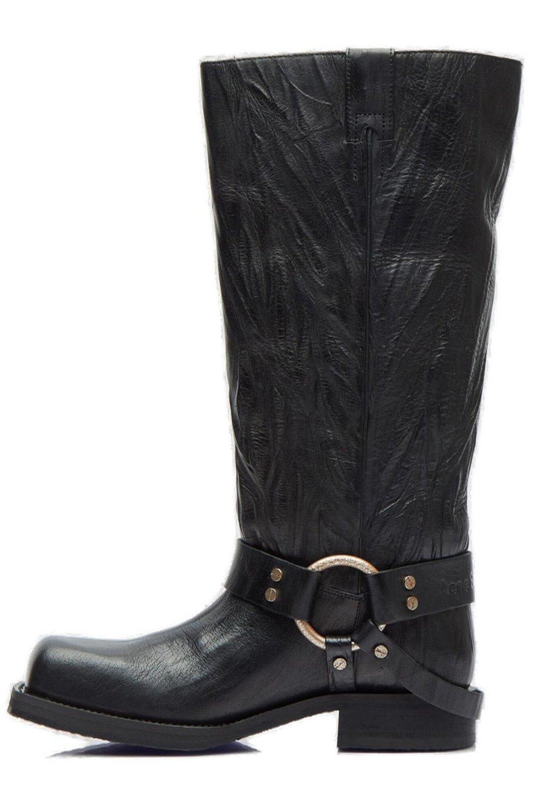 Shop Acne Studios Square-toe Knee-high Boots In Aa2 Anthracite Grey