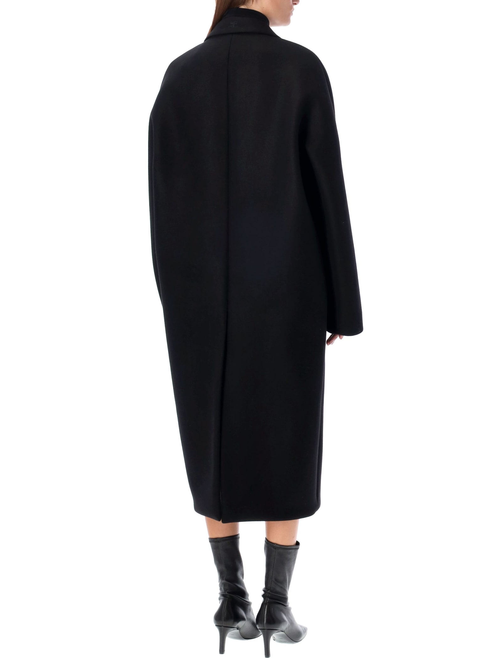 Shop Courrèges Cocoon Coat In Black