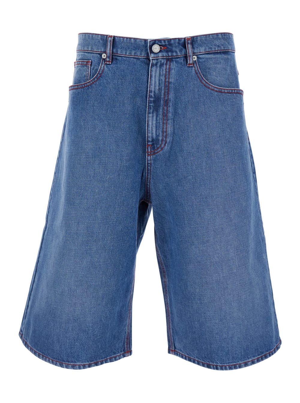 Blue Baggy Shorts With Five Pocket Design In Denim Man
