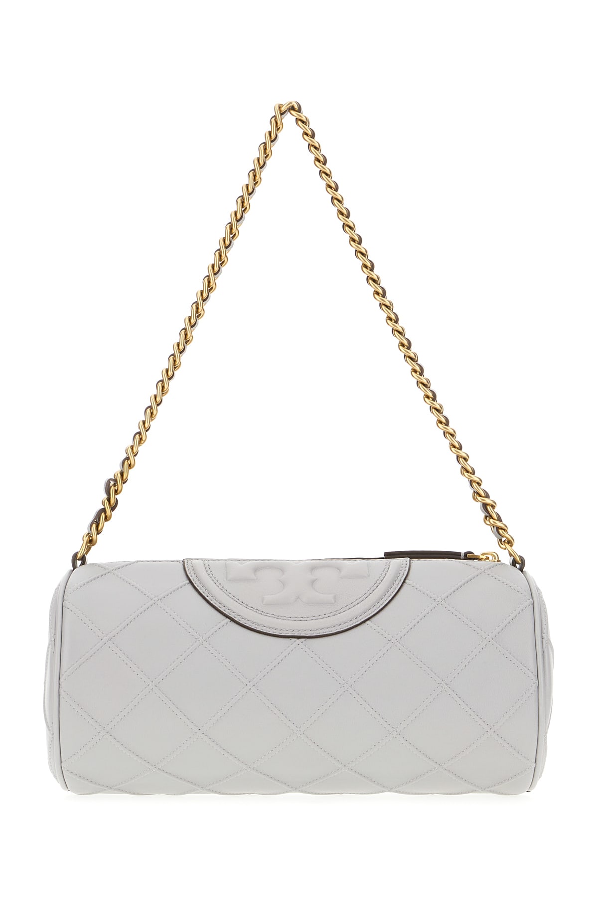 Shop Tory Burch Grey Leather Barrel Shoulder Bag In Bay Gray