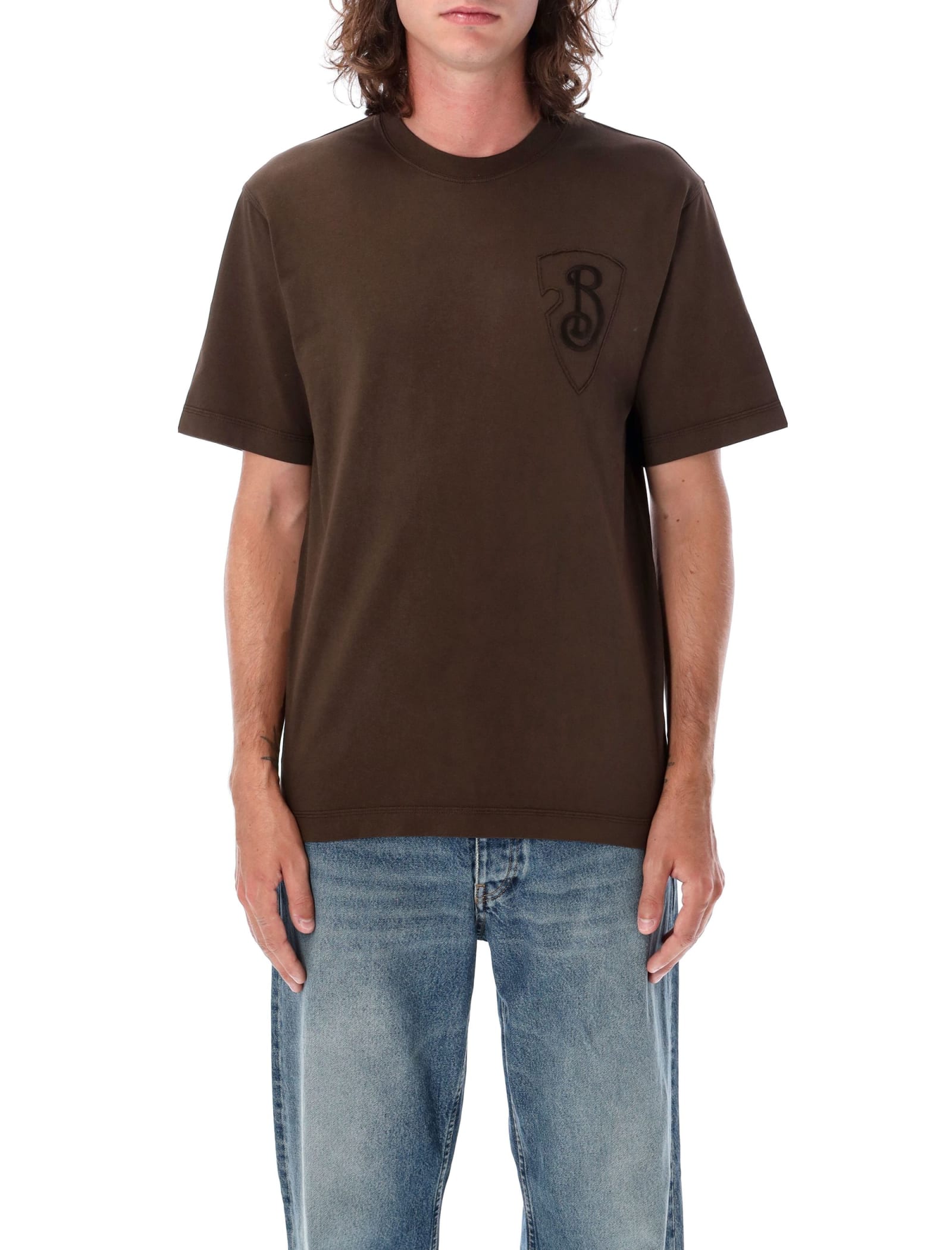 Shop Burberry Embroidered Logo T-shirt In Tor