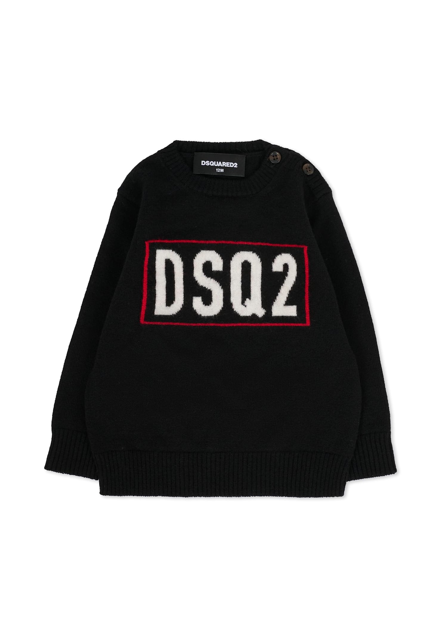 Dsquared2 Black Sweater For Baby Boy With Logo In Black
