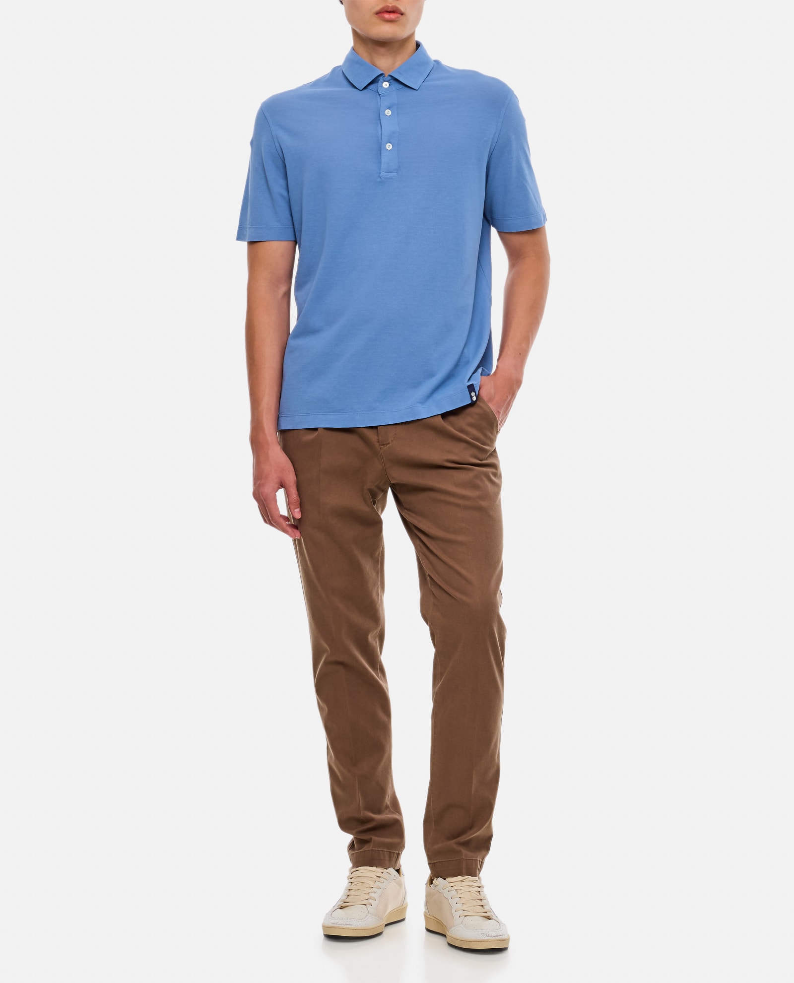 Shop Drumohr Cotton Polo Shirt In Clear Blue