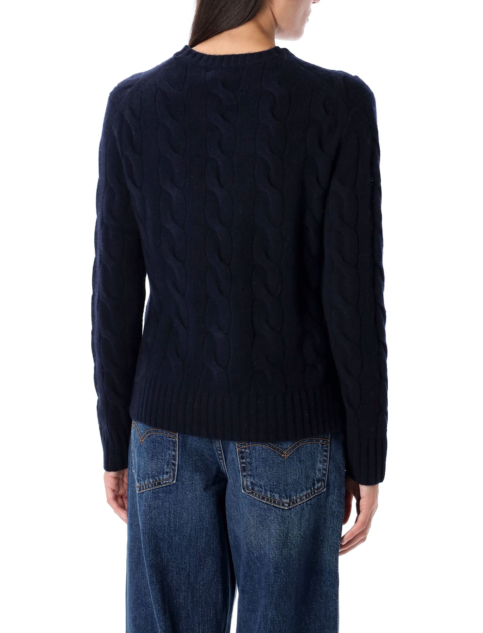 Shop Polo Ralph Lauren Classic Fit Cable Jumper In Hunter Navy