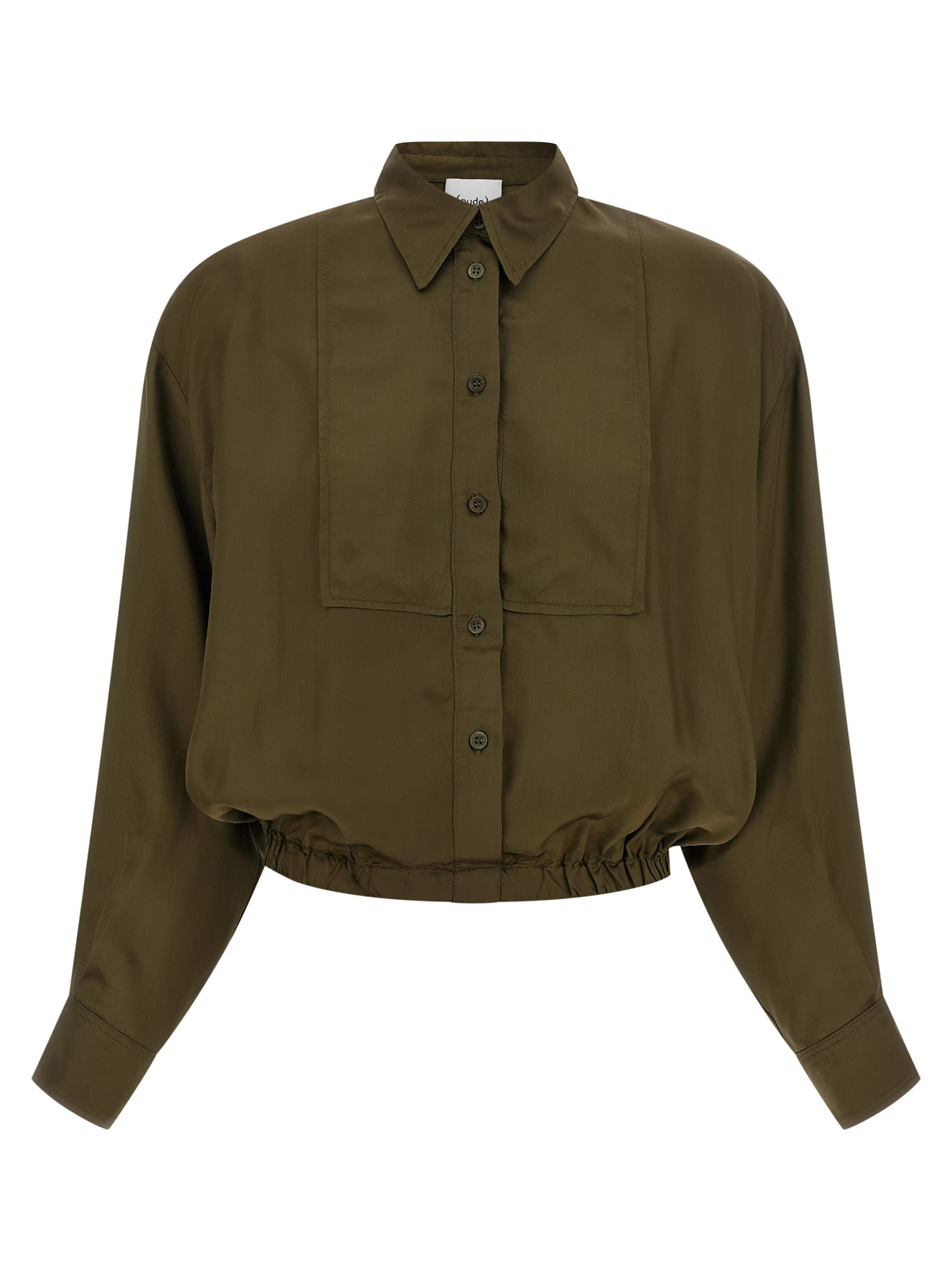 Nude Plastron Cropped Shirt In Green