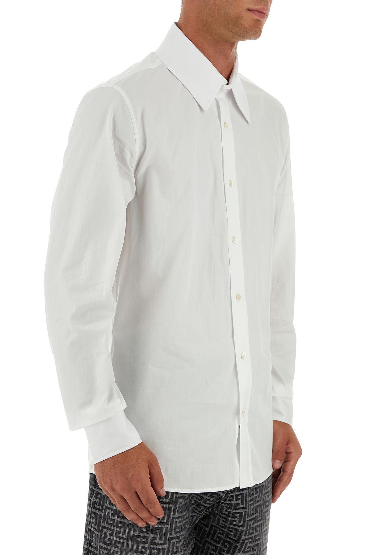 Shop Balmain White Poplin Shirt In Blanc