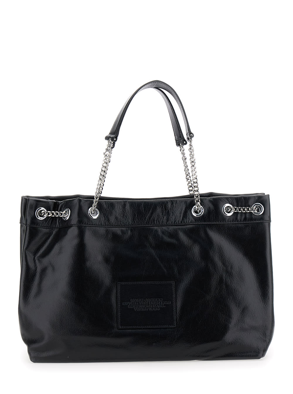 Marc Jacobs 'the Sack Bag' Black Shoulder Bag With Logo Embossed On The Front In Black