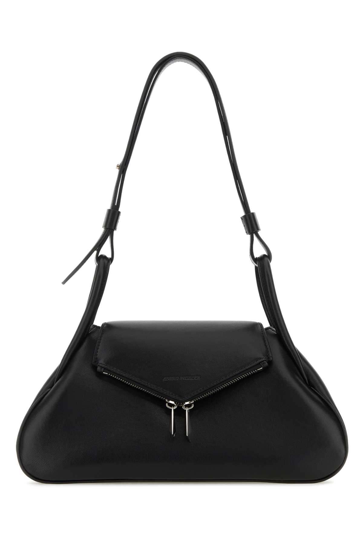 Amina Muaddi Black Nappa Leather Gemini Shoulder Bag