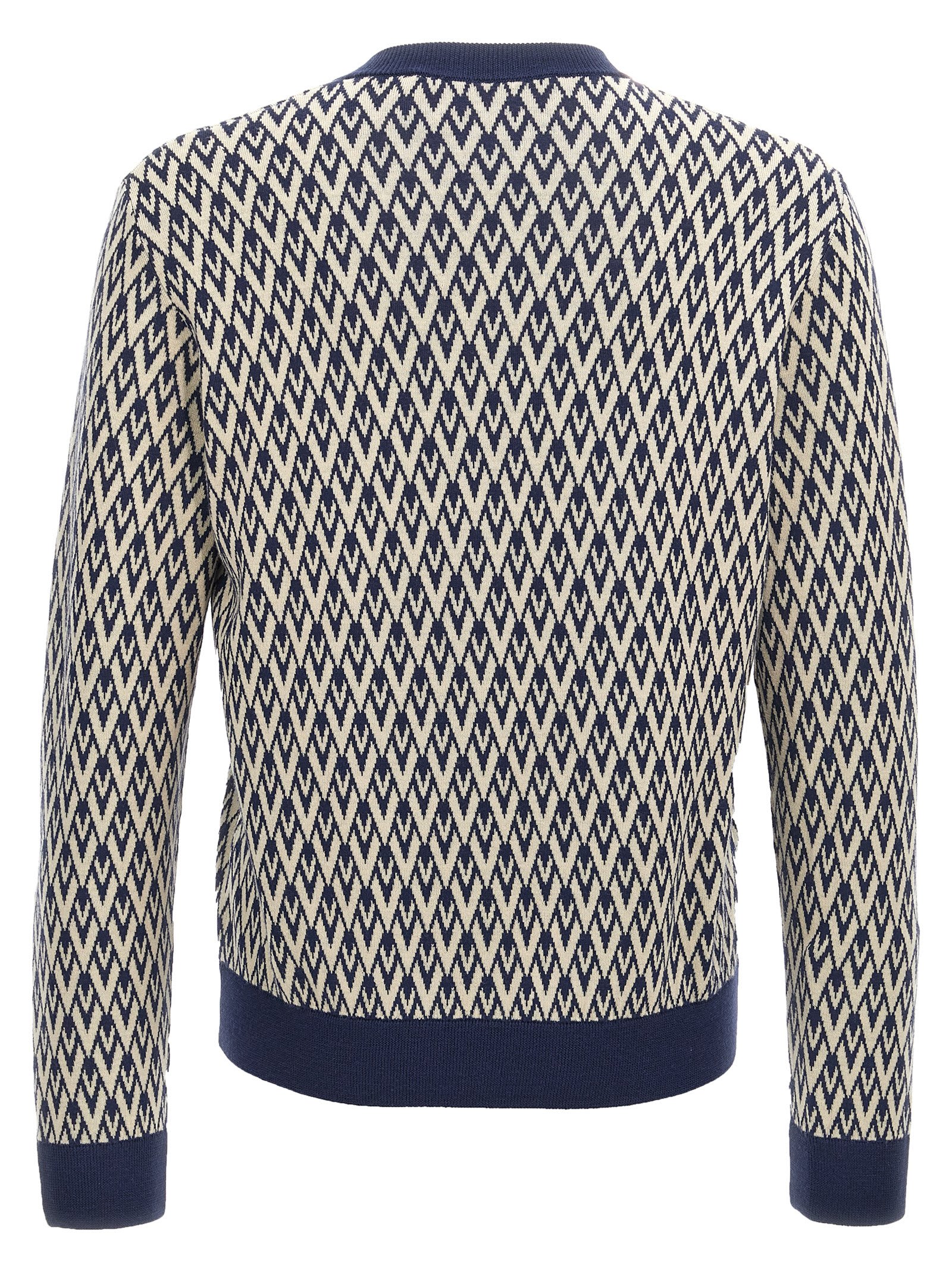Valentino Wool Jumper With Toute La V Jacquard Pattern In Multicolor
