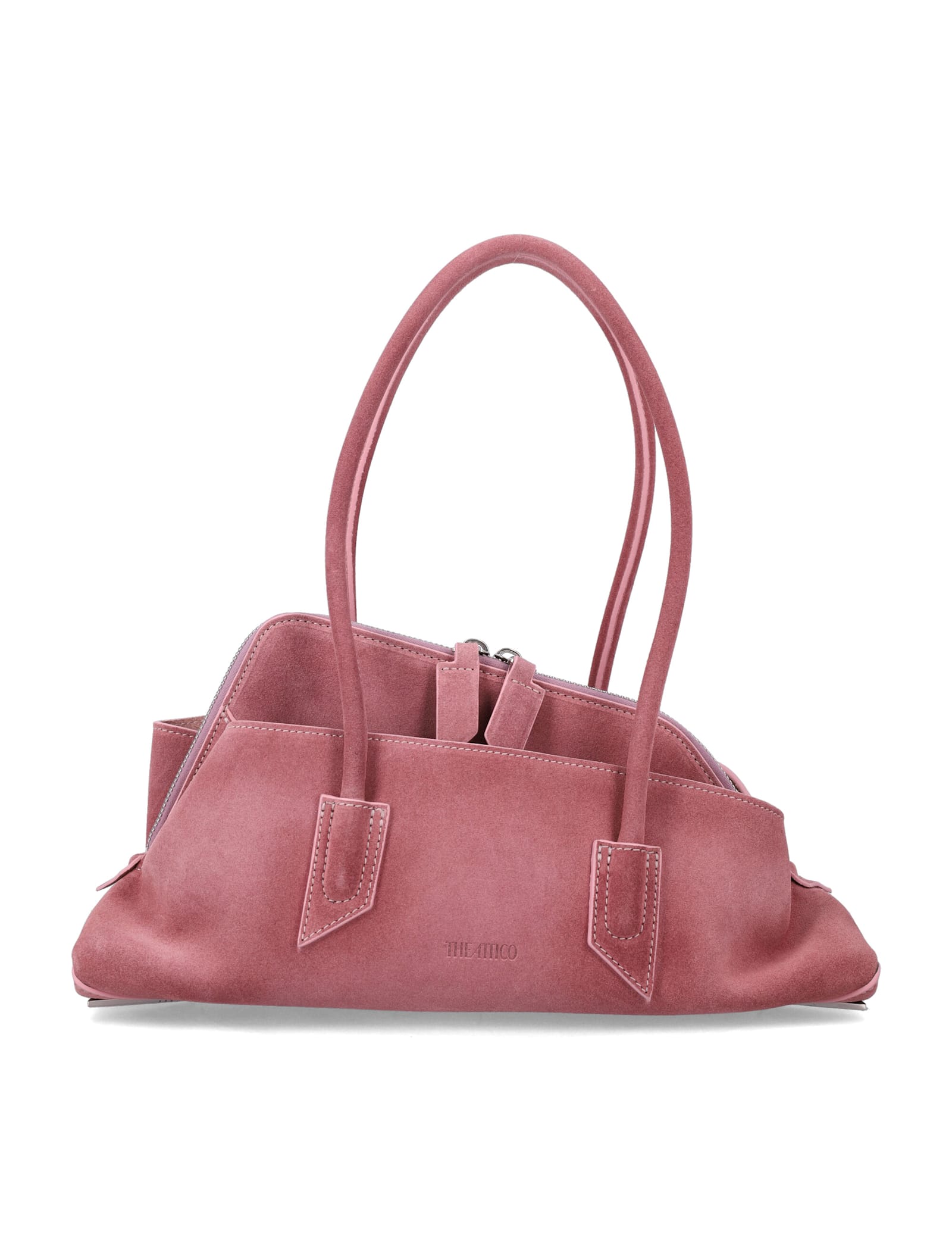 Attico Suede Leather Asymmetric La Passeggiata Tote Bag In Pink