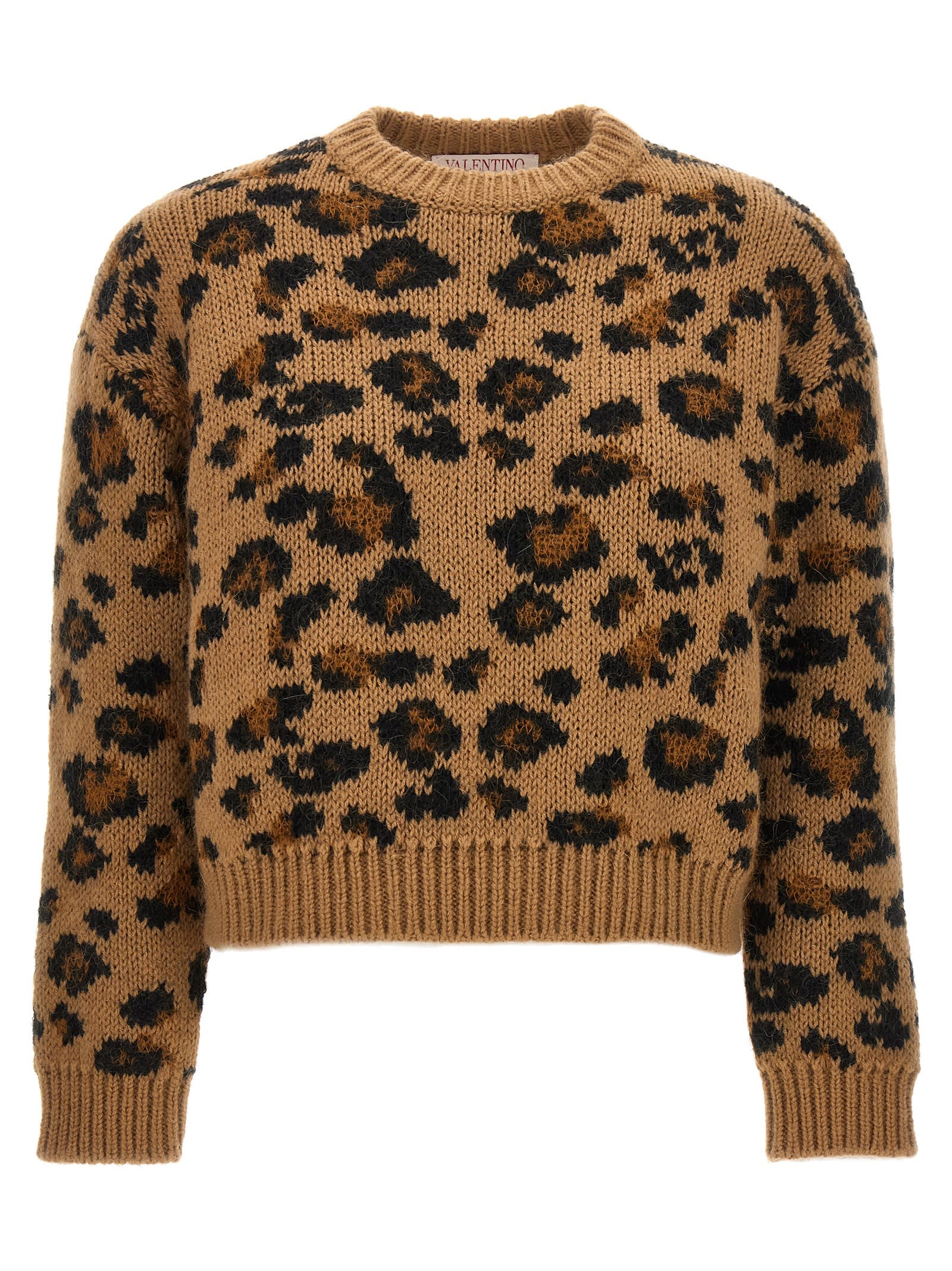 Shop Valentino Animalier Sweater In Beige