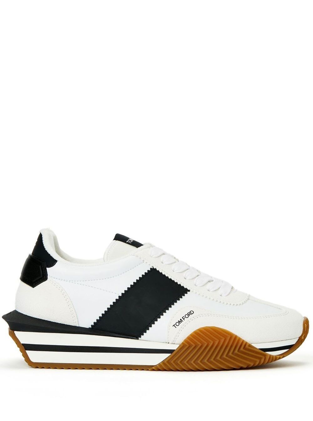 Tom Ford White Low Top Sneakers With Platform And Logo Print In Faxu Leather Man