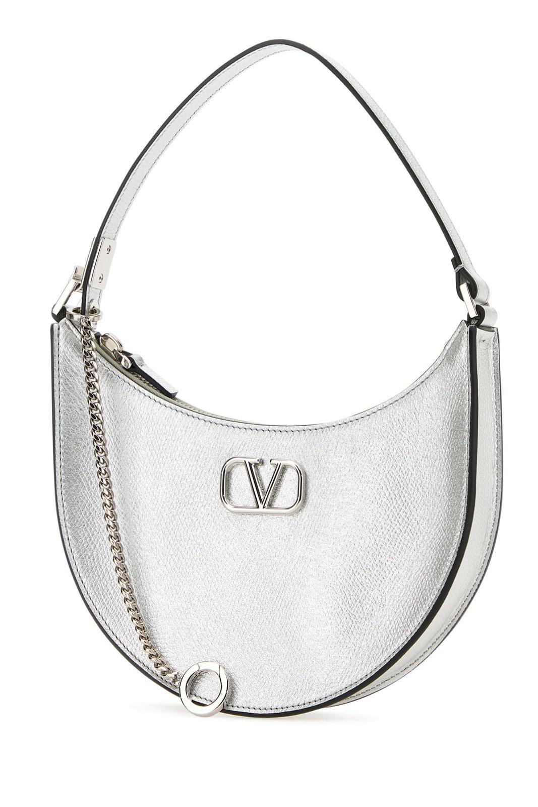 Shop Valentino Vlogo Signature Zip-up Mini Tote Bag In Silver