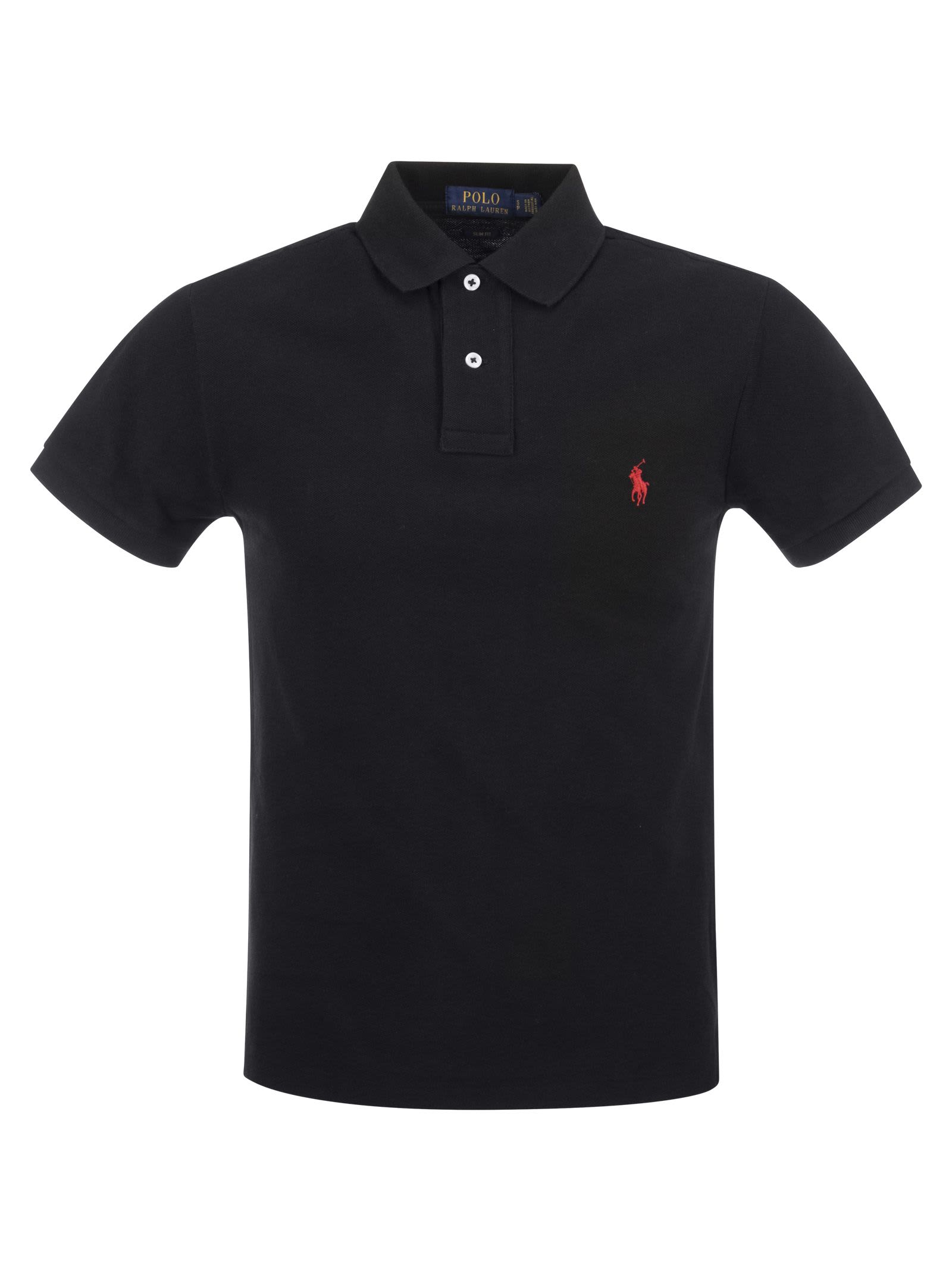 Black And Red Slim-fit Pique Polo Shirt