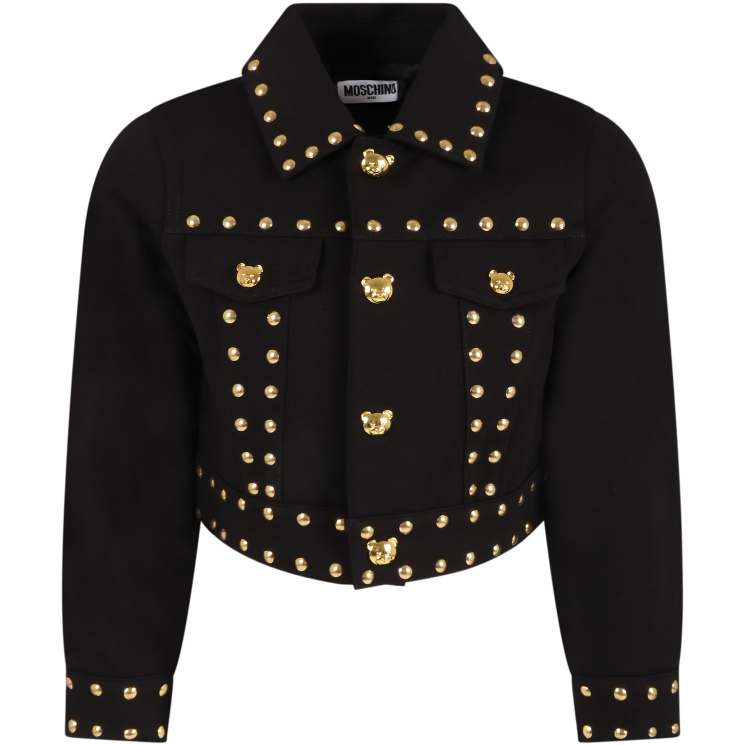 Moschino Black Jacket For Girl With Teddy Bear