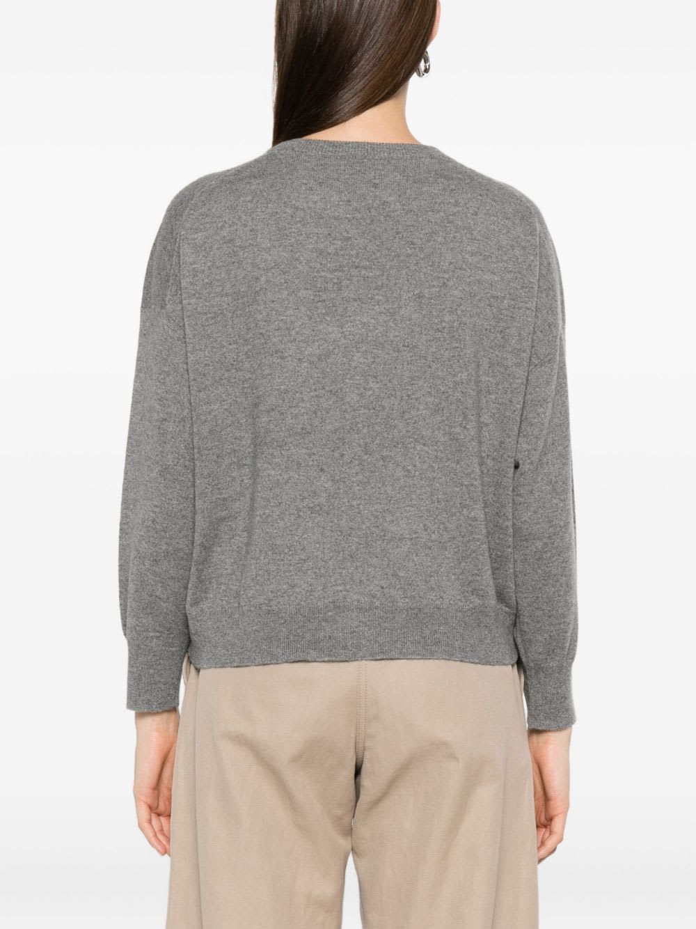 Brunello Cucinelli Detailed Crew-neck Sweater In Gray