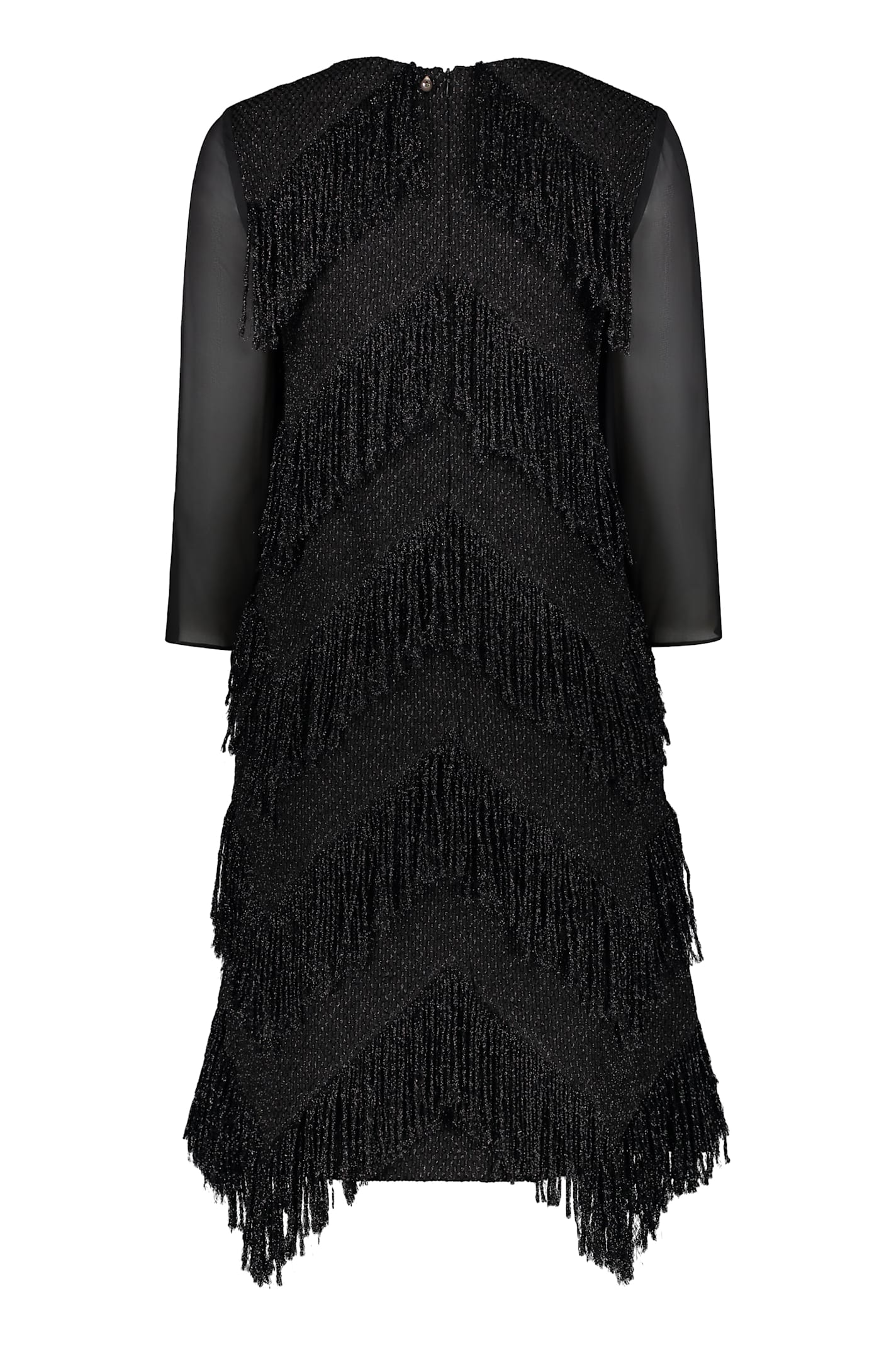 Lorena Antoniazzi Dress With Fringes In Black