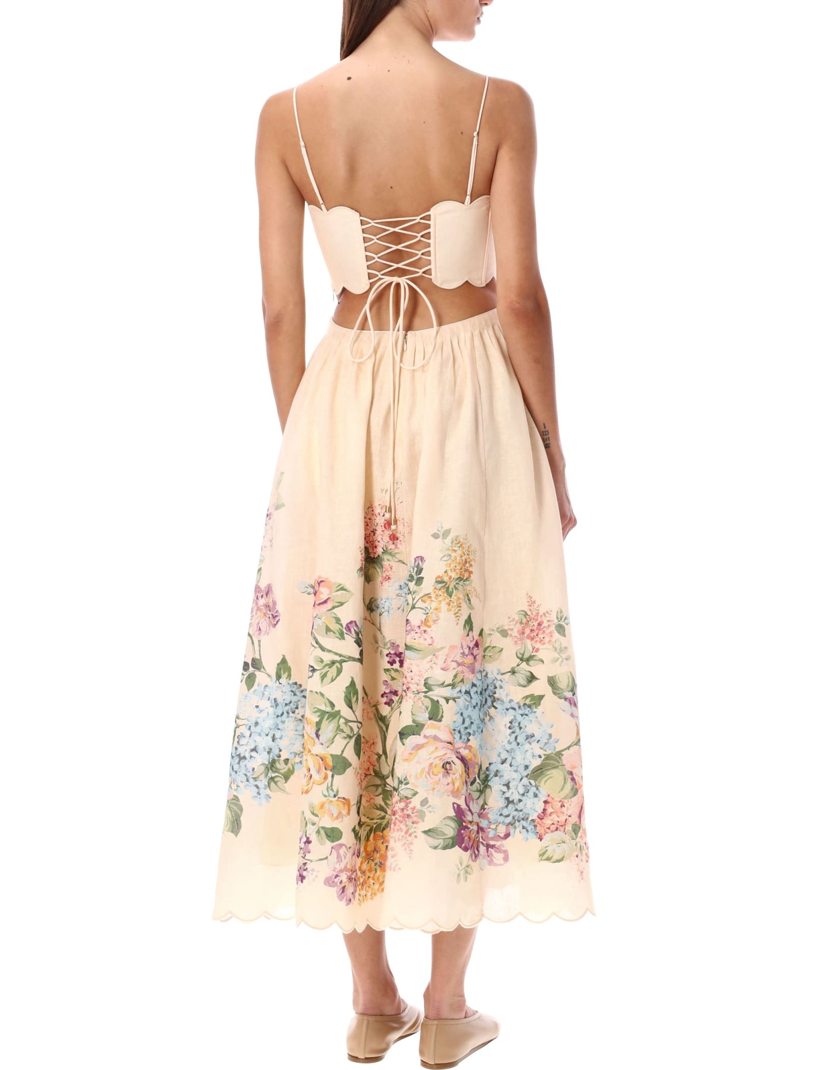 Shop Zimmermann Halliday Scallop Dress In Cream Floer