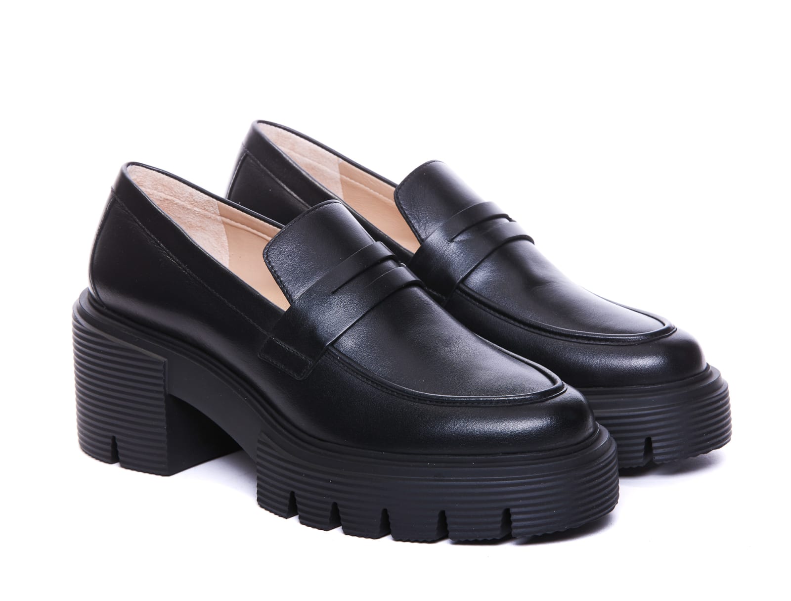 Shop Stuart Weitzman Soho Loafers In Black