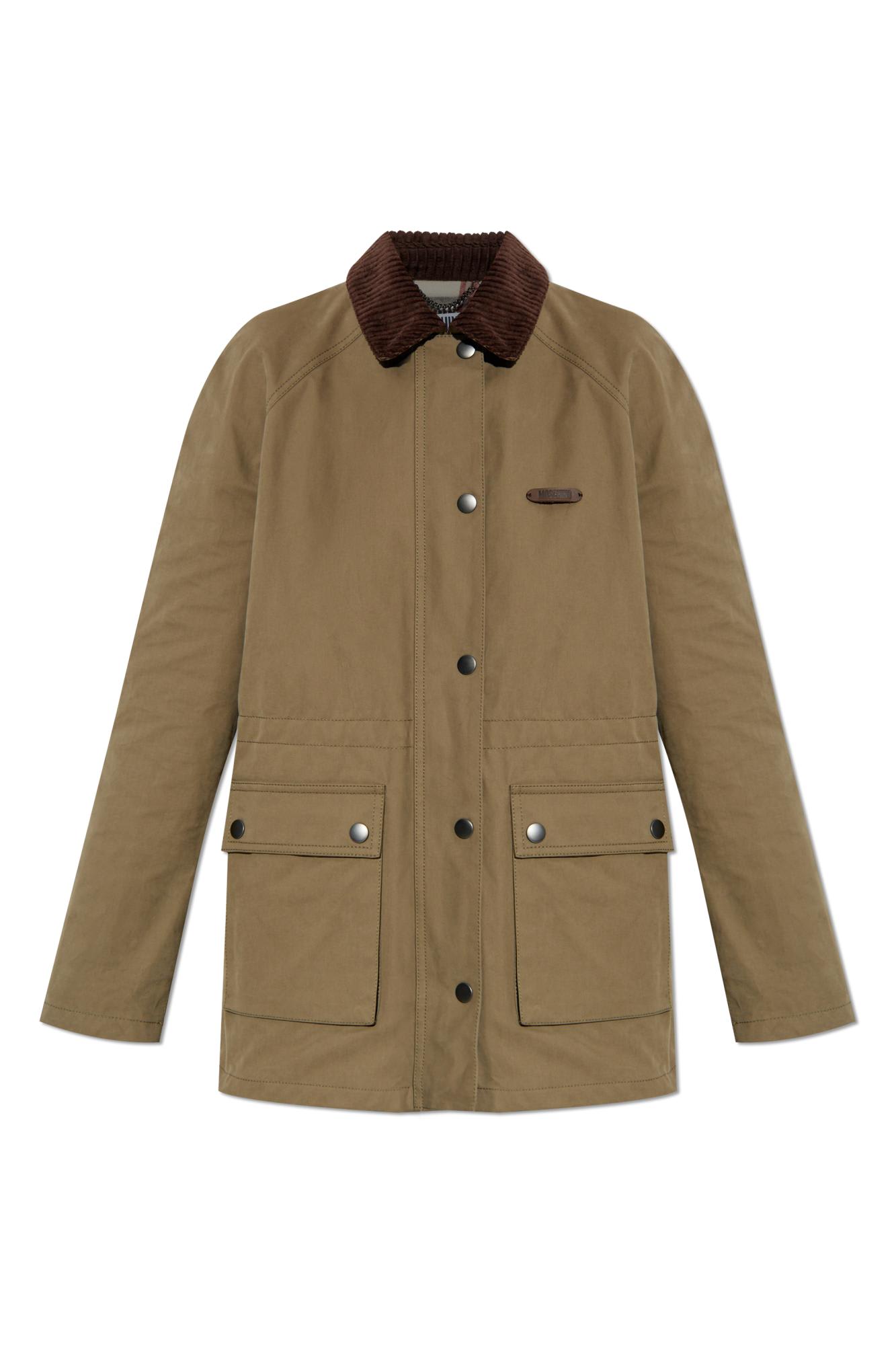Moschino Corduroy-collar Utility Jacket In Brown