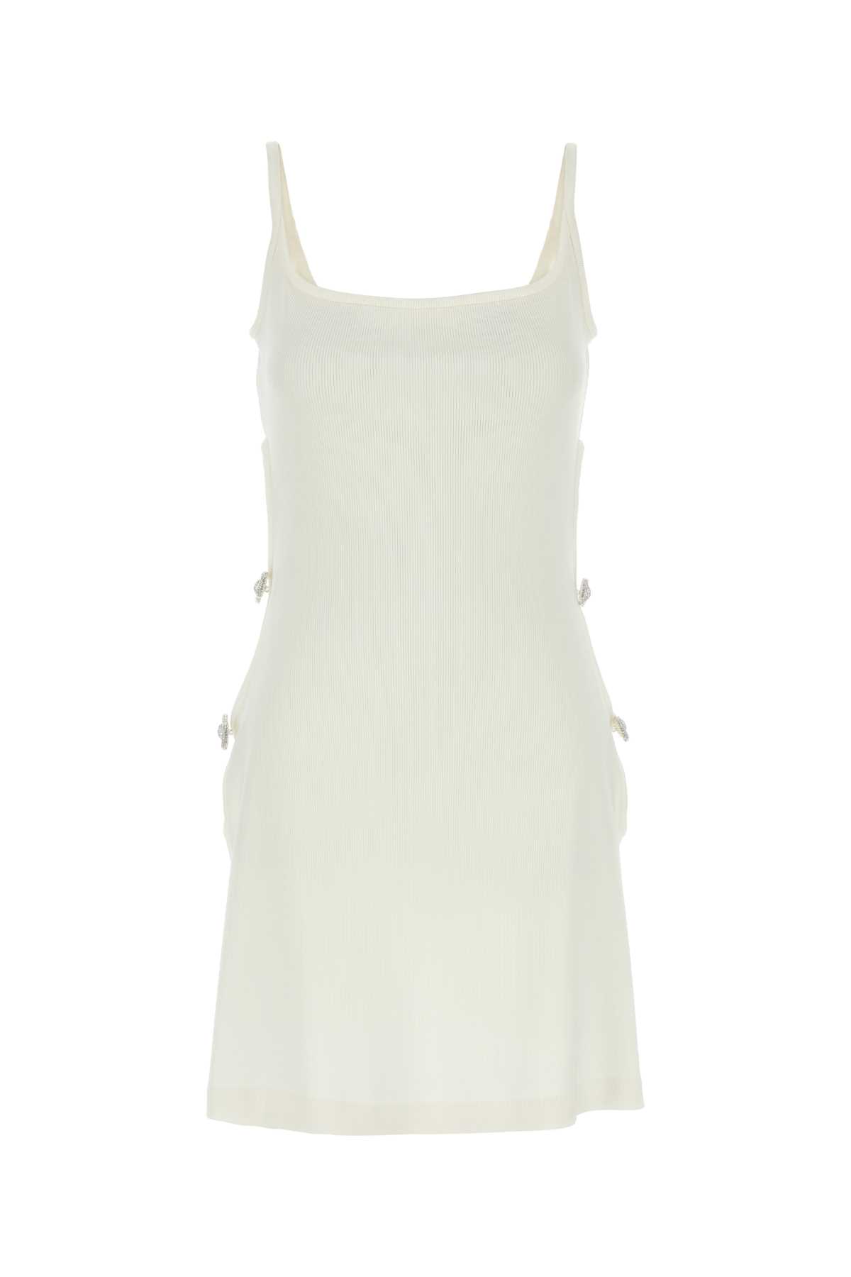 White Stretch Viscose Blend Mini Dress