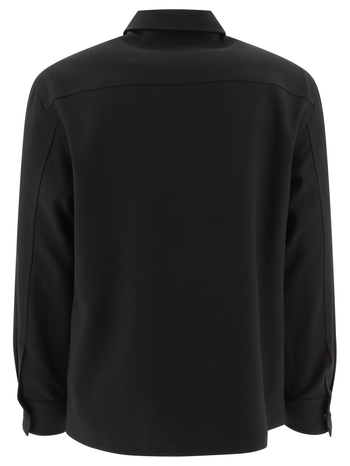 Shop Jil Sander Long-sleeved Gabardine Shirt In Black