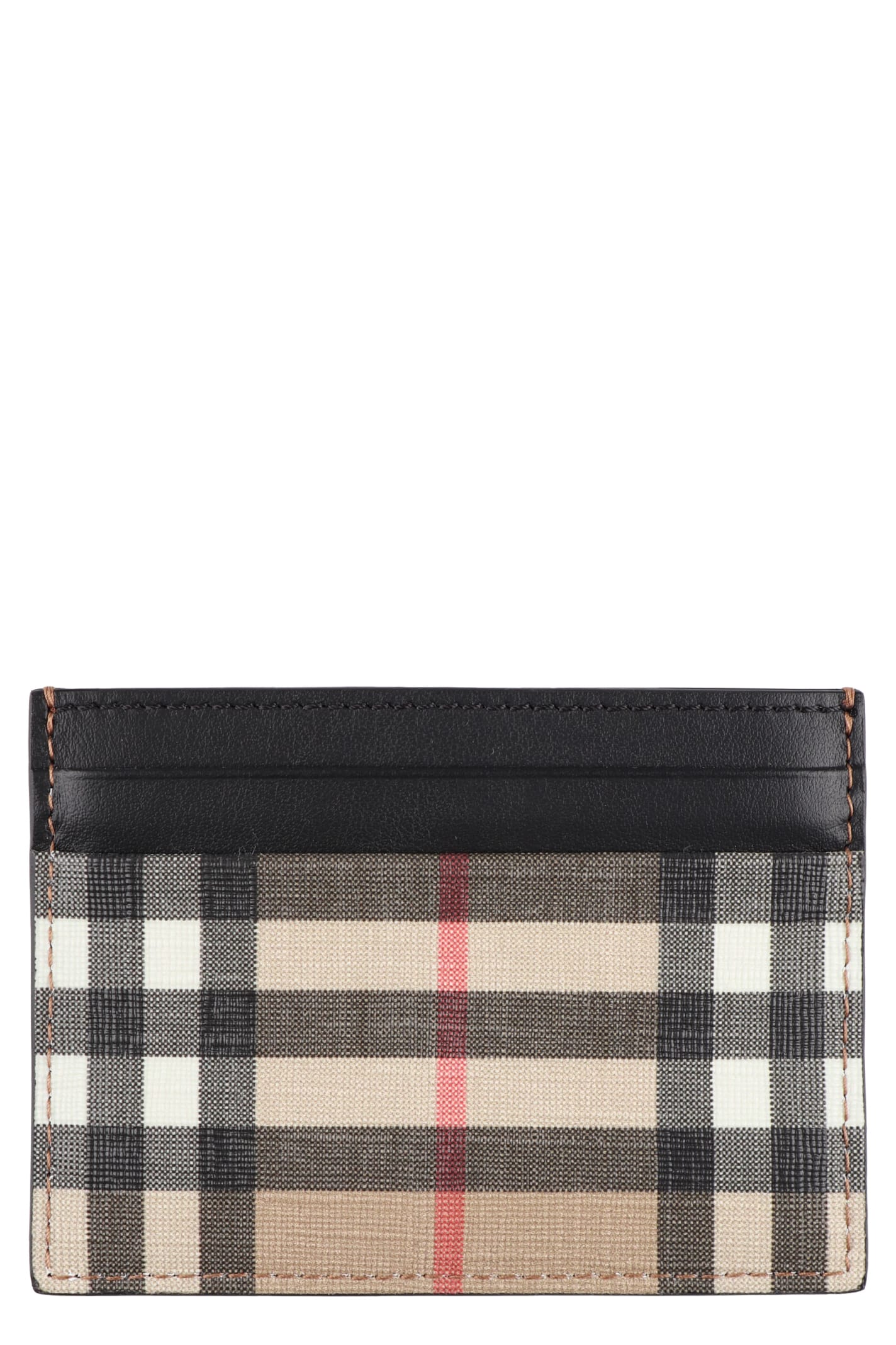 Checked Leather Card Holder 