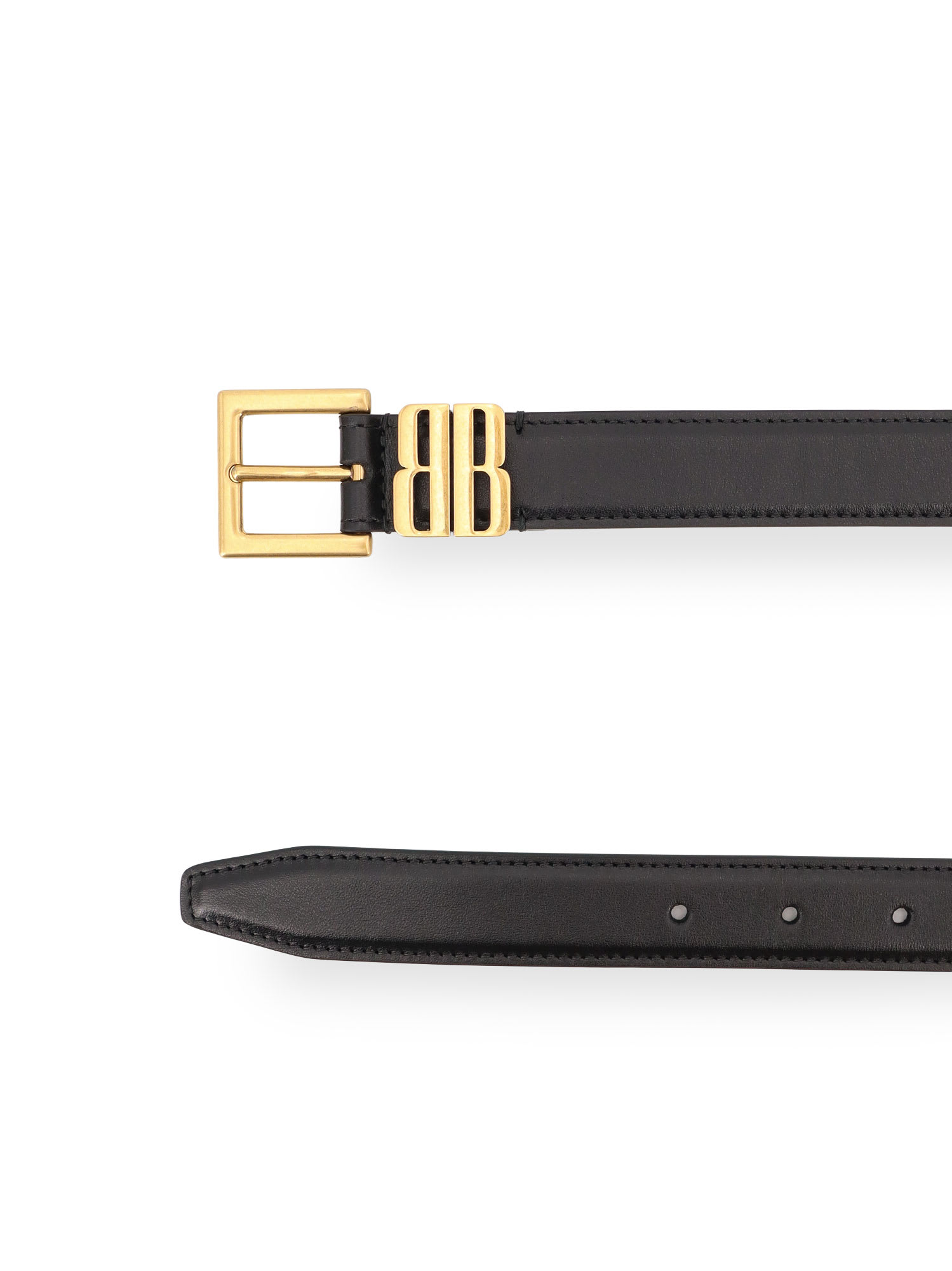 Balenciaga Women Leather Belt With Bb Editor Leather In Black