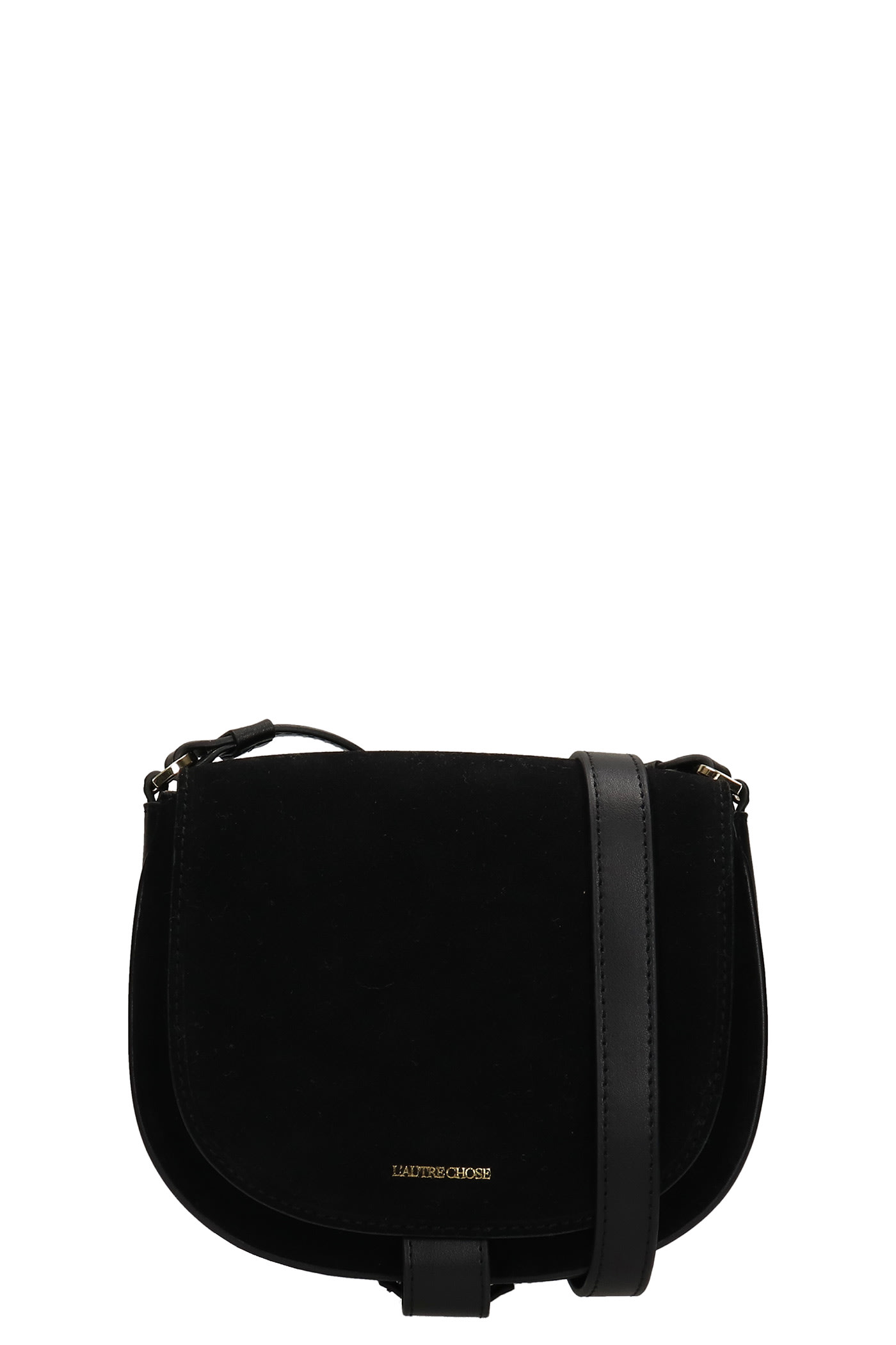 LAutre Chose Shoulder Bag In Black Suede And Leather