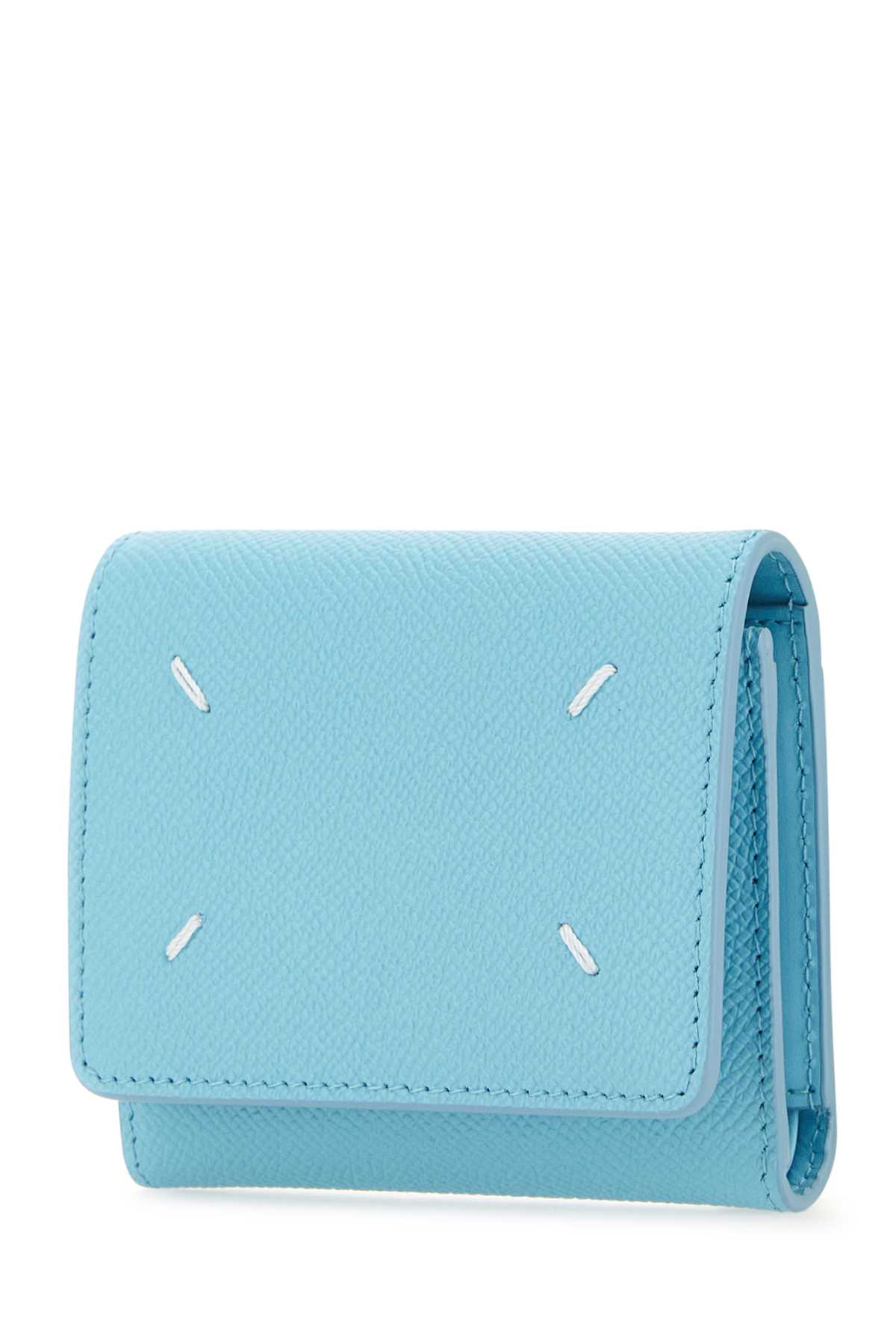 Maison Margiela Light-blue Leather Wallet In Aqua