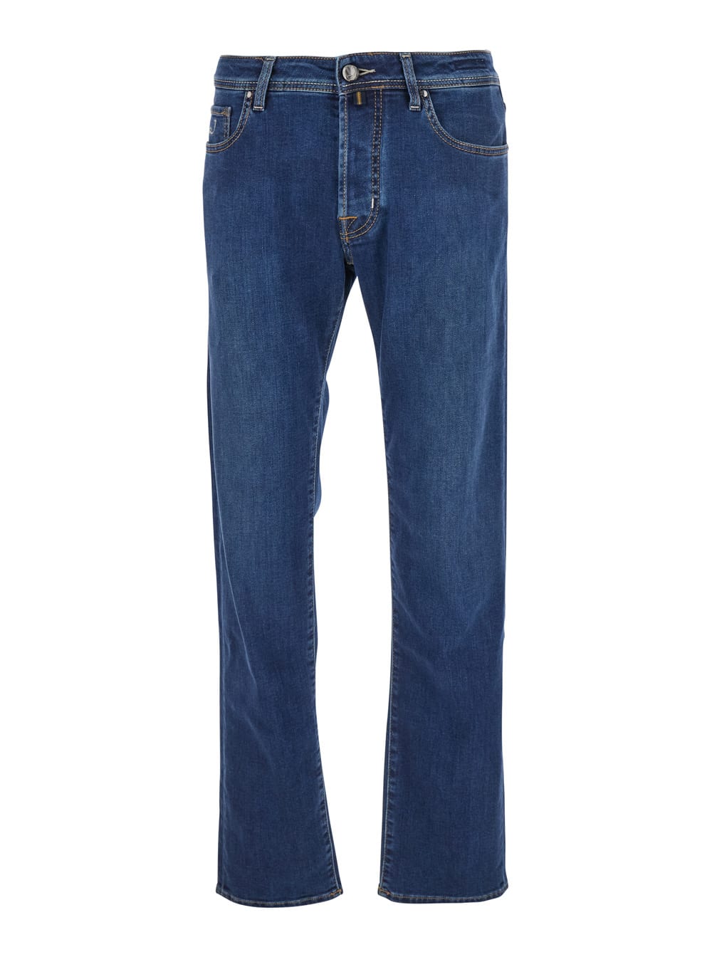 JACOB COHEN BLUE JEANS WITH BELT LOOPS AND LOGO PATCH ON THE REAR IN DENIM STRETCH MAN