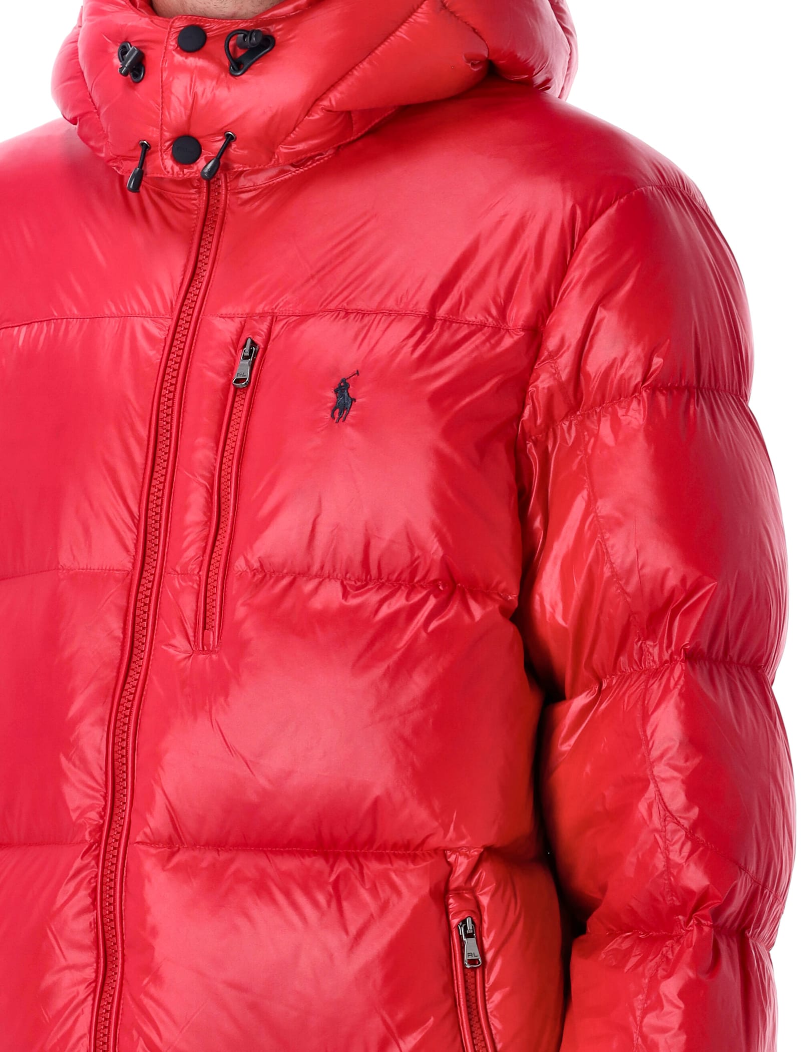 Polo Ralph Lauren The Gorham Glossed Down Jacket With Detachable Hood In Red
