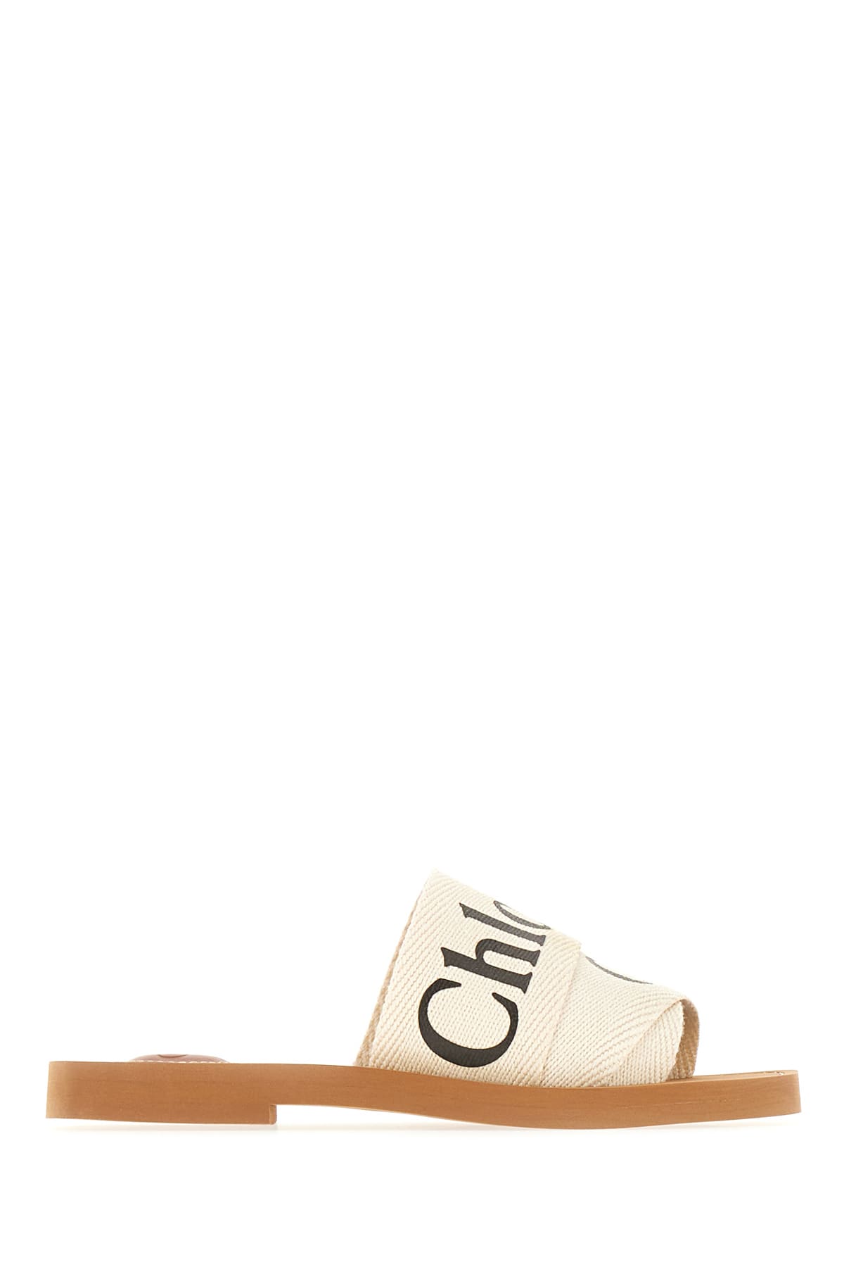 Shop Chloé White Linen Blend Woody Slippers In 101