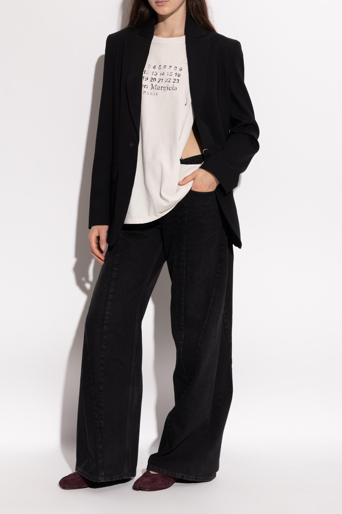 Maison Margiela Suede Ballerinas With Tabi Cut-out In Animal Print