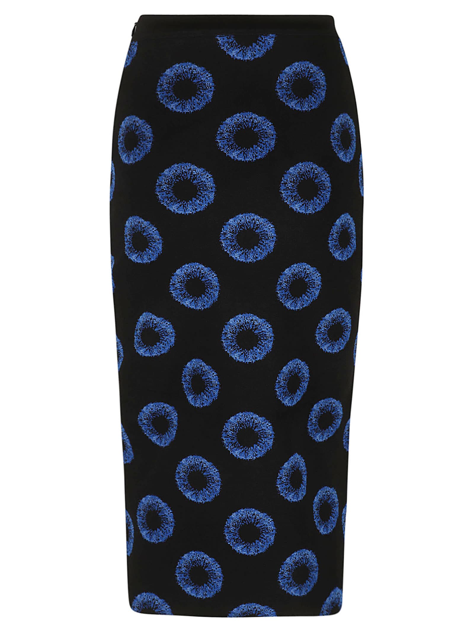 Shop Alexander Mcqueen Iris Jacquard Knit Pencil Skirt In Black/blue