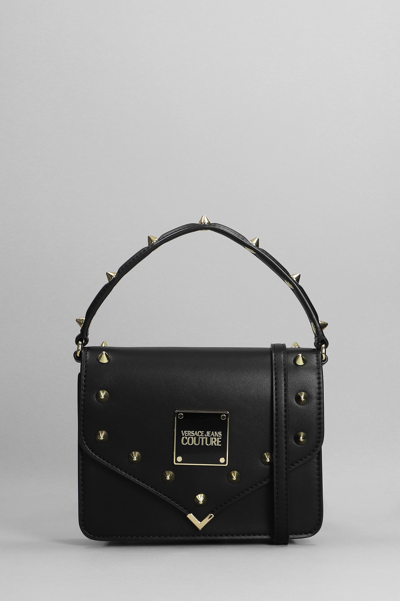 Shoulder Bag In Black Faux Leather Versace