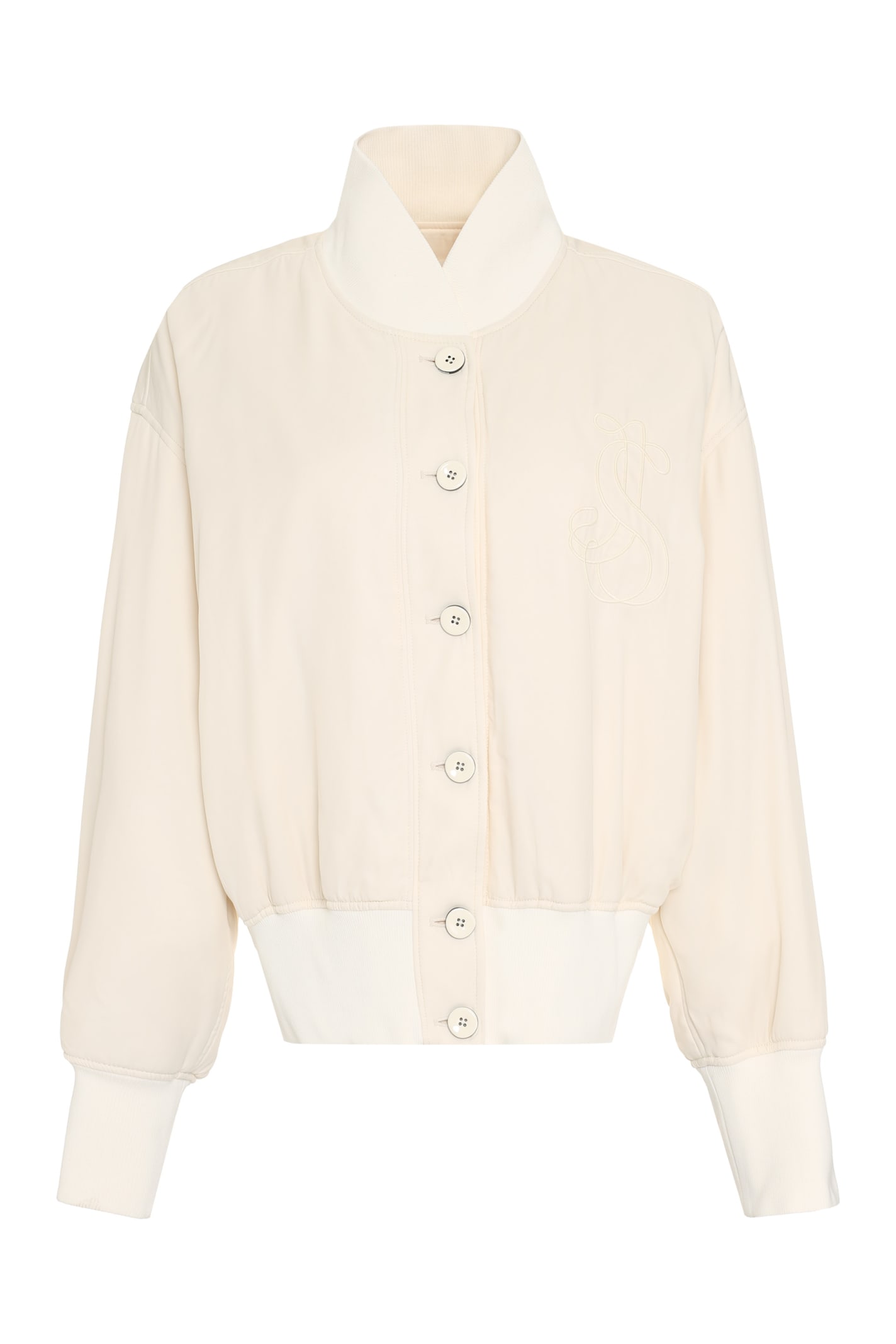 Jil Sander Appliqué-logo Bomber Jacket In White | ModeSens