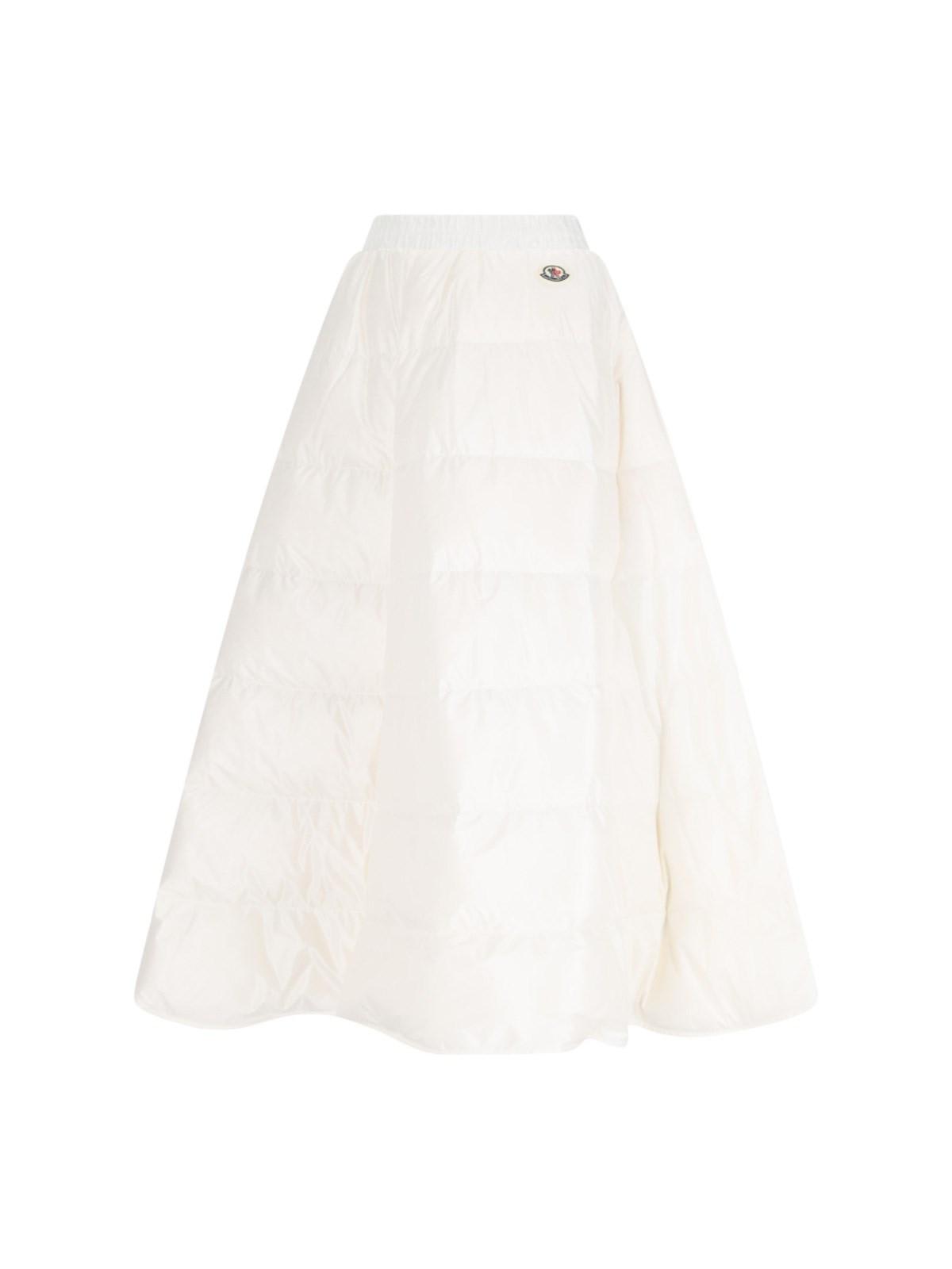 Shop Moncler Flared Midi Skirt In White