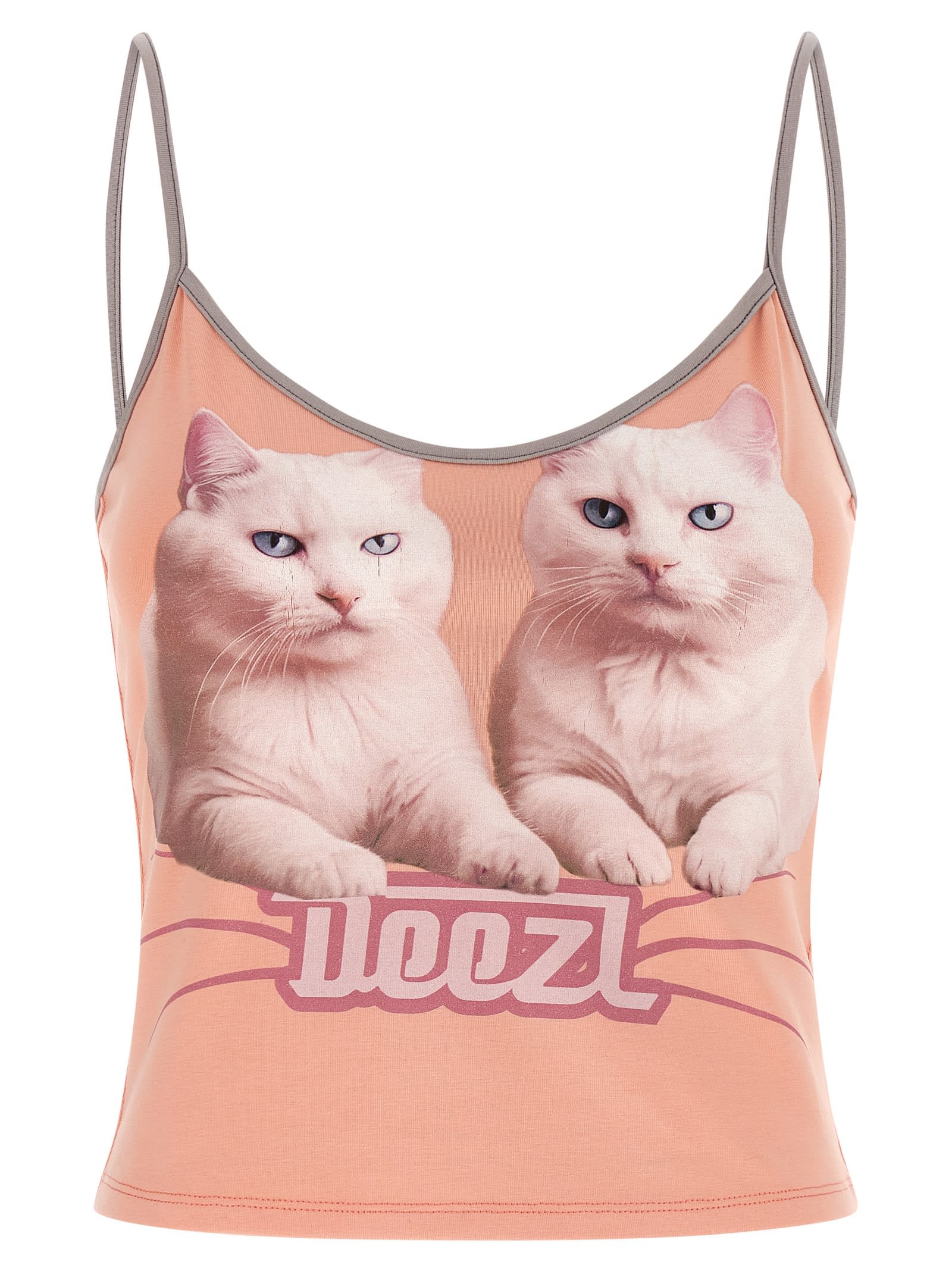 Diesel T-top R2 Cats Pink Cotton Jersey Tank Top In Multi