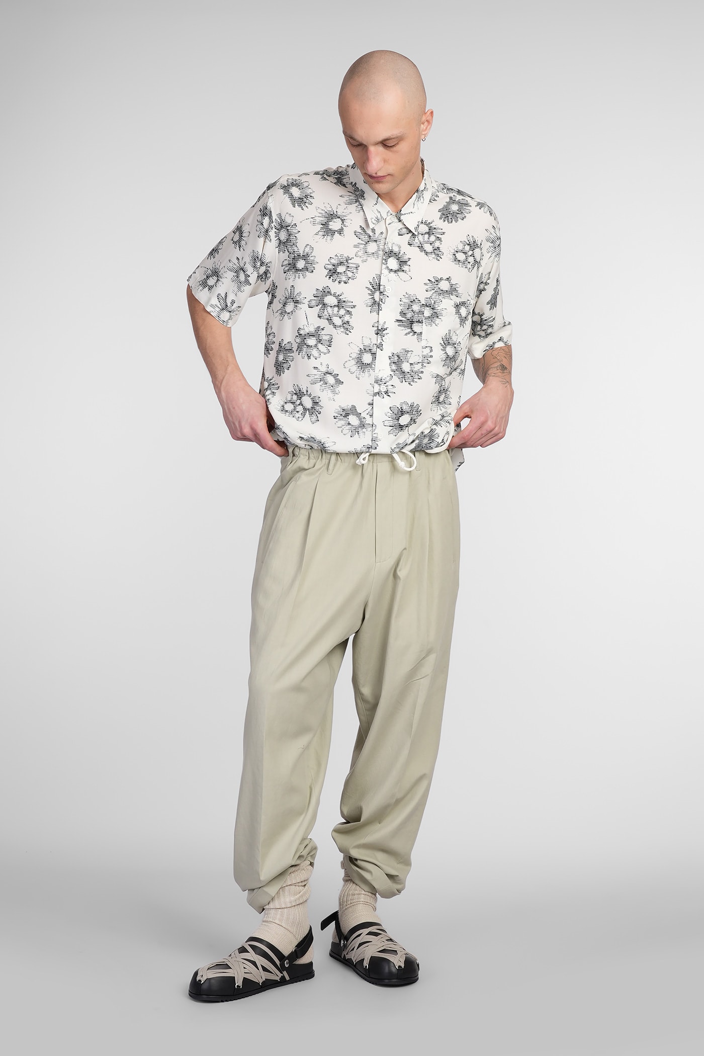 Magliano Matrix Print Viscose Bowling Shirt In Beige