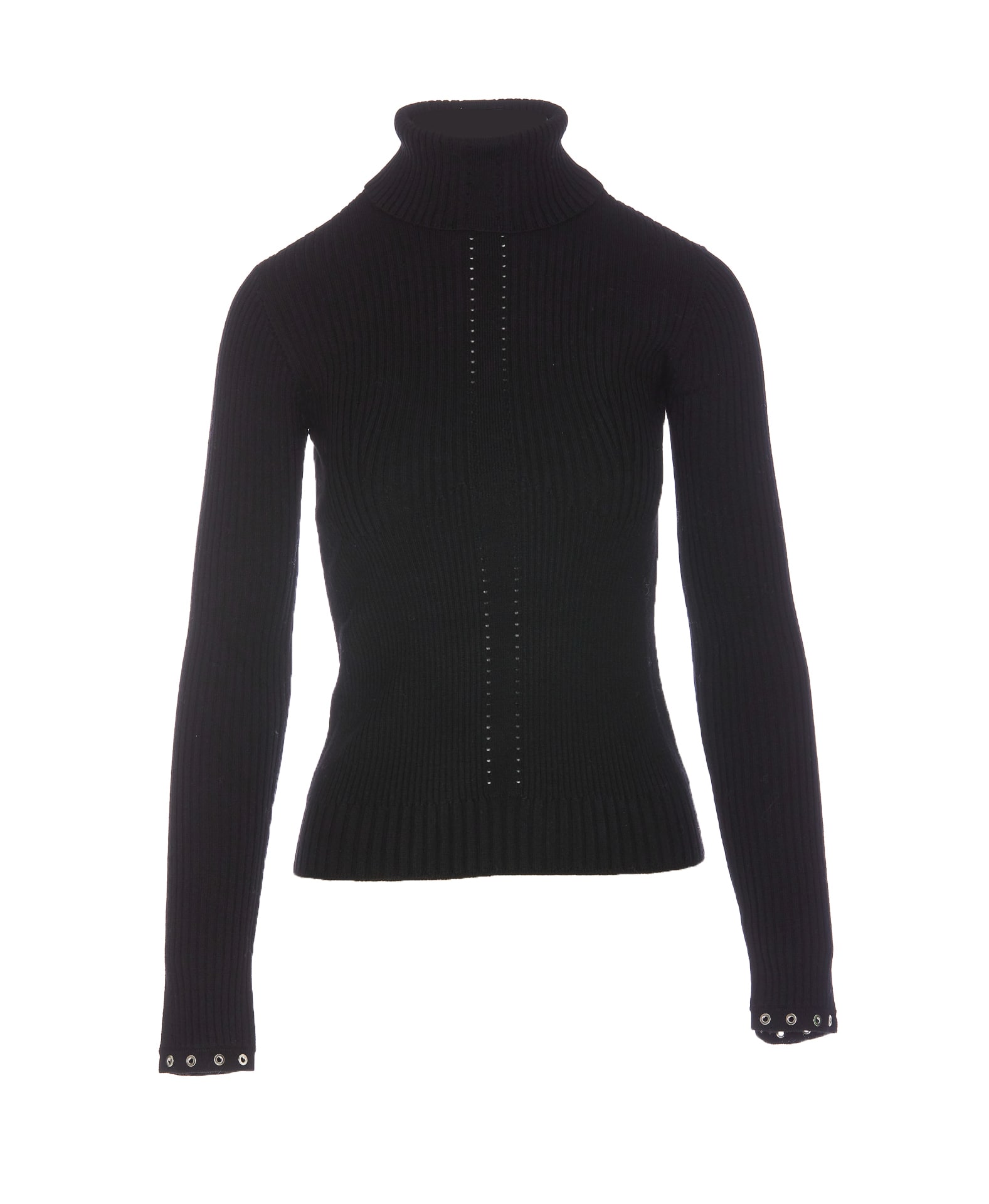 Shop Patrizia Pepe Essential Turtle Neck Wool Sweater In Black