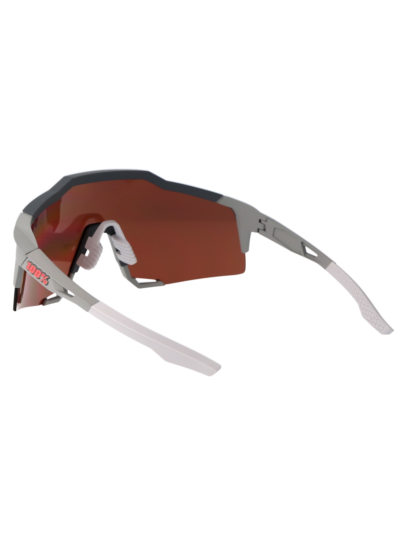 Shop 100% Speedcraft Sunglasses In Soft Tact Stone Grey - Hiper Crimson Silver Mirror Lens