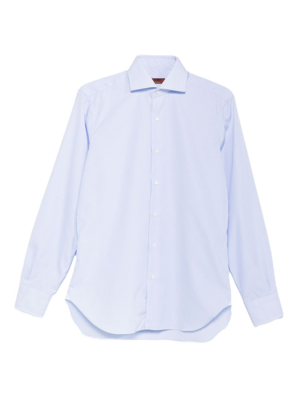Barba Napoli Barba Long Sleeve Shirt With Semi-rigid Collar And Buttons In Blue