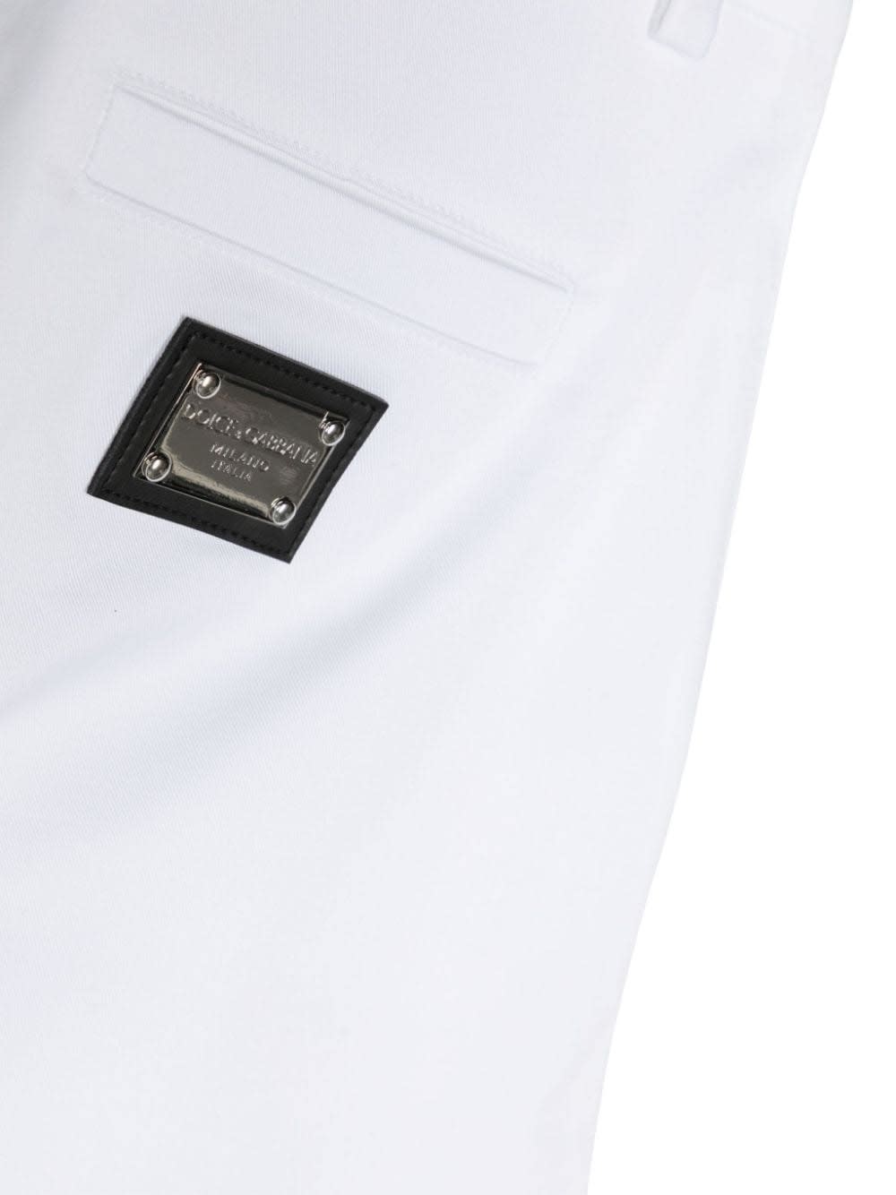 Shop Dolce & Gabbana White Cotton Blend Bermuda Shorts With Logo Application